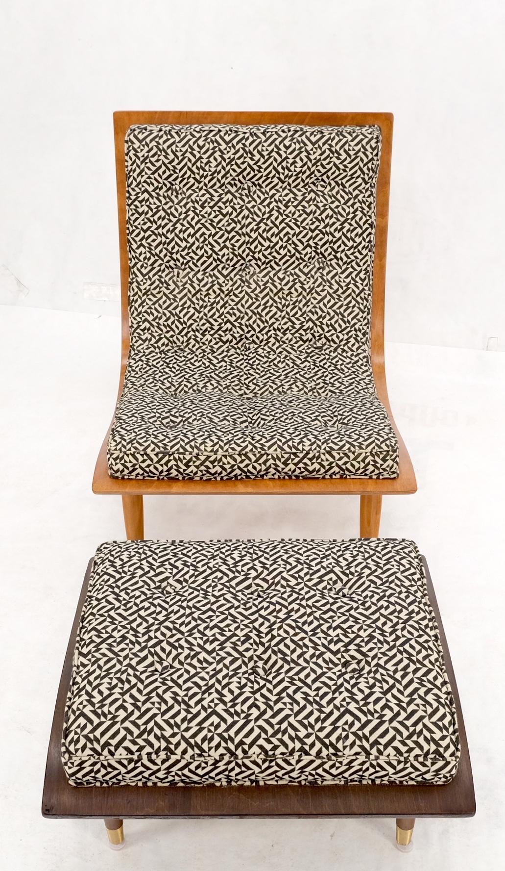 EstablishedLines Mid-Century Modern Bent Plywood Scoop Shape Chair & Ottoman on Dowel Legs Mint