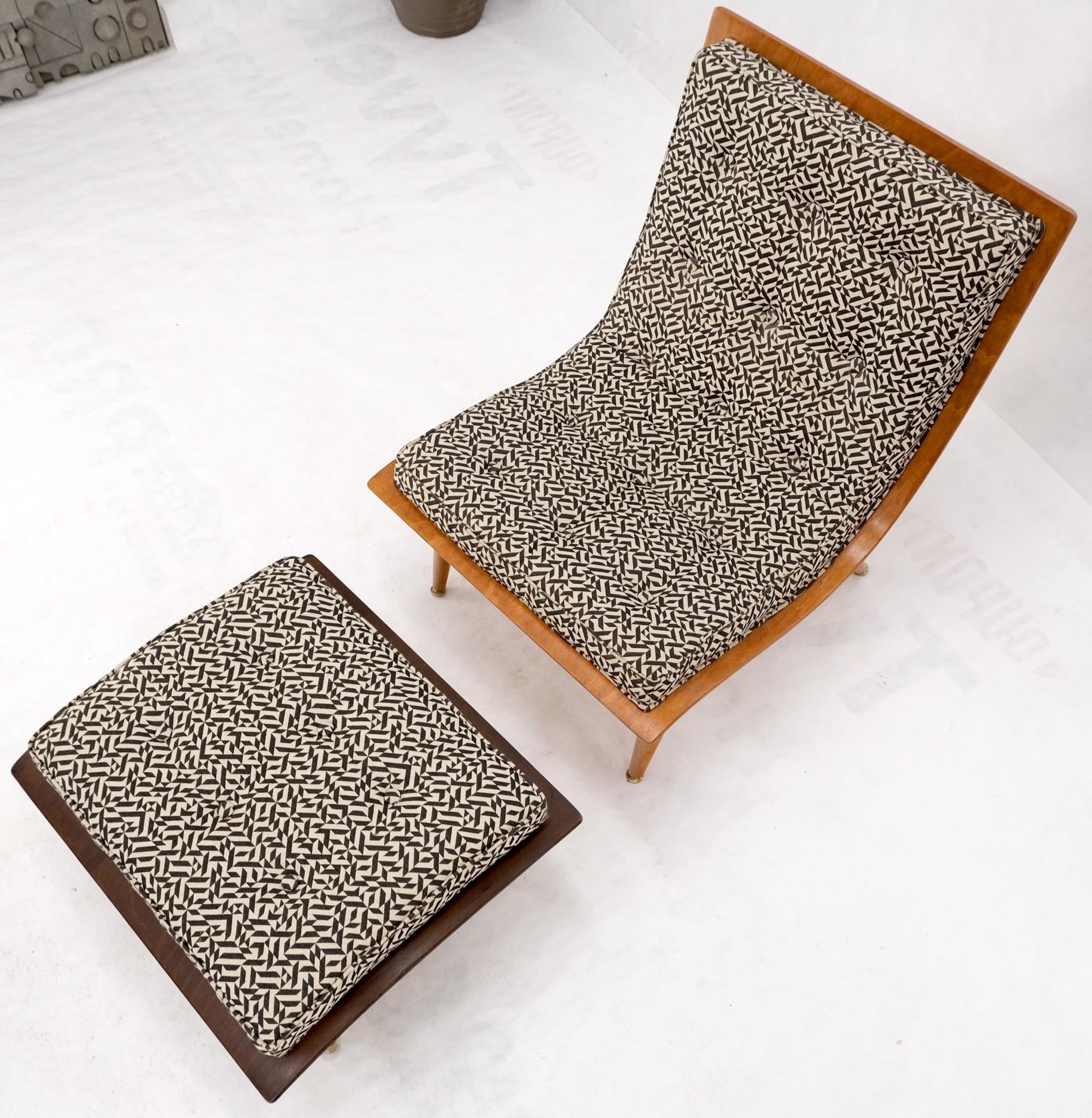 EstablishedLines Mid-Century Modern Bent Plywood Scoop Shape Chair & Ottoman on Dowel Legs Mint