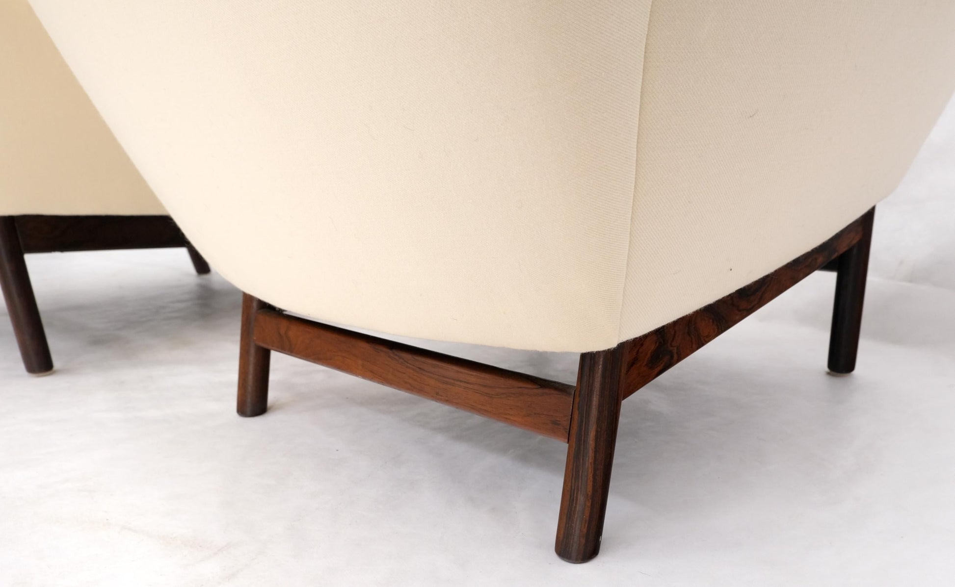 EstablishedLines Solid Rosewood Dowel Shape Legs New Soft Wool Upholstery Danish Lounge Chairs