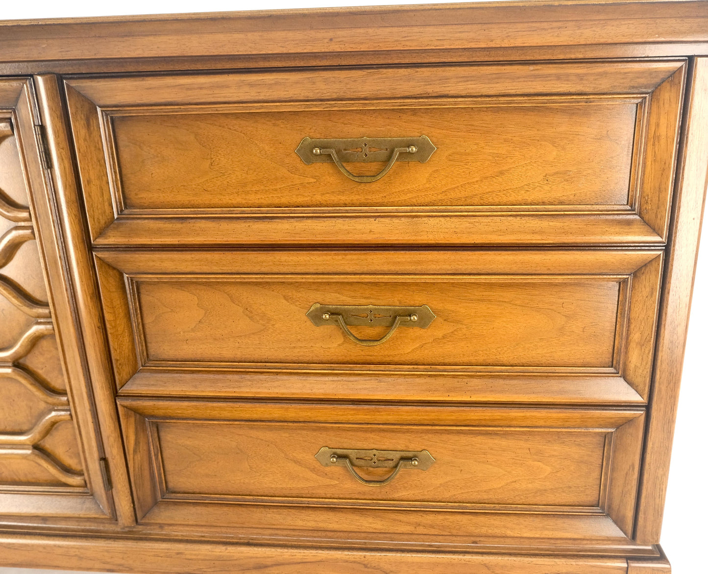 Shelf Two Door Compartment 3 Drawer Light Walnut Compact Dresser Credenza MINT!