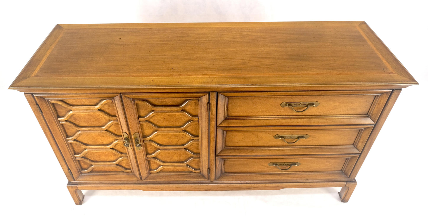 Shelf Two Door Compartment 3 Drawer Light Walnut Compact Dresser Credenza MINT!