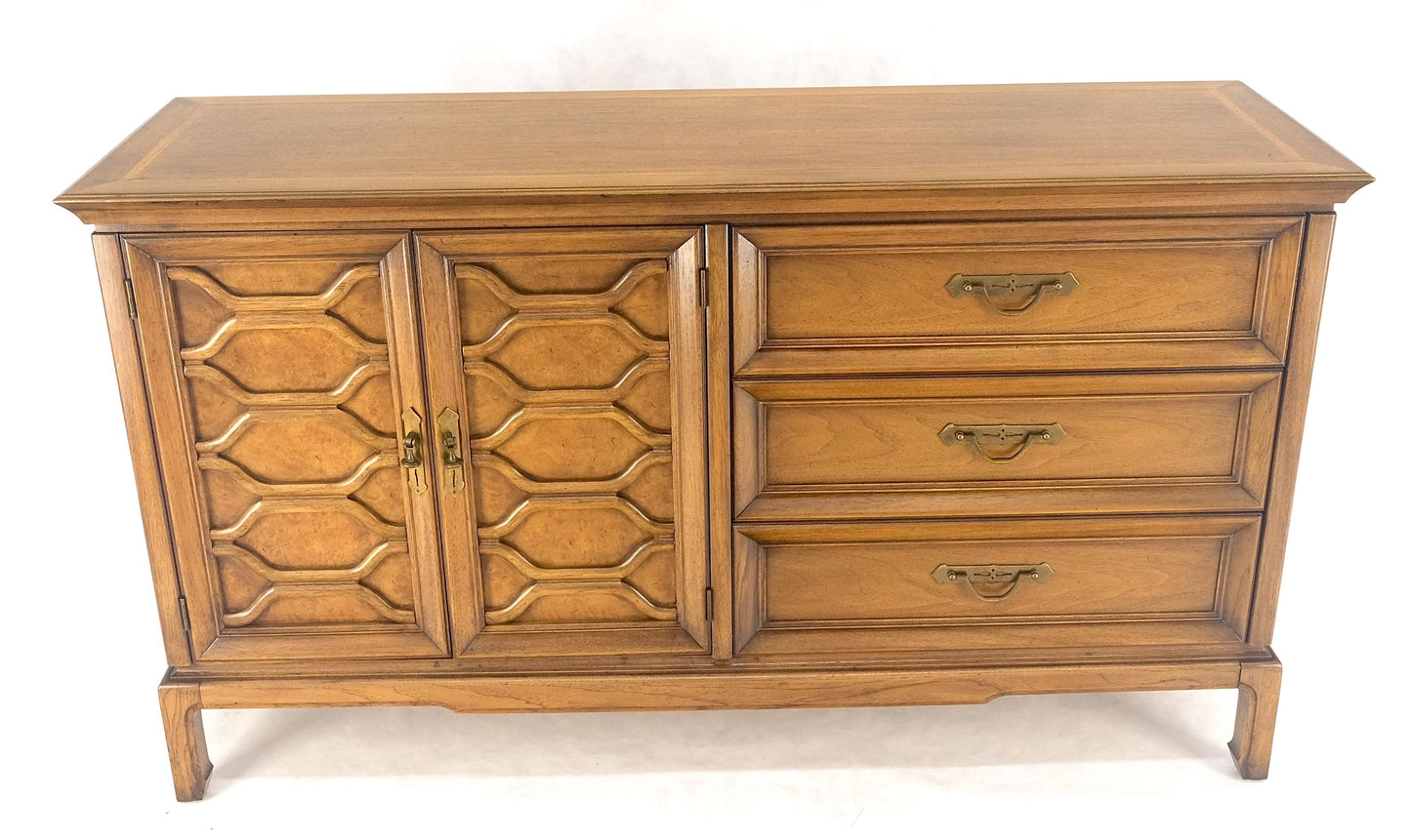 Shelf Two Door Compartment 3 Drawer Light Walnut Compact Dresser Credenza MINT!