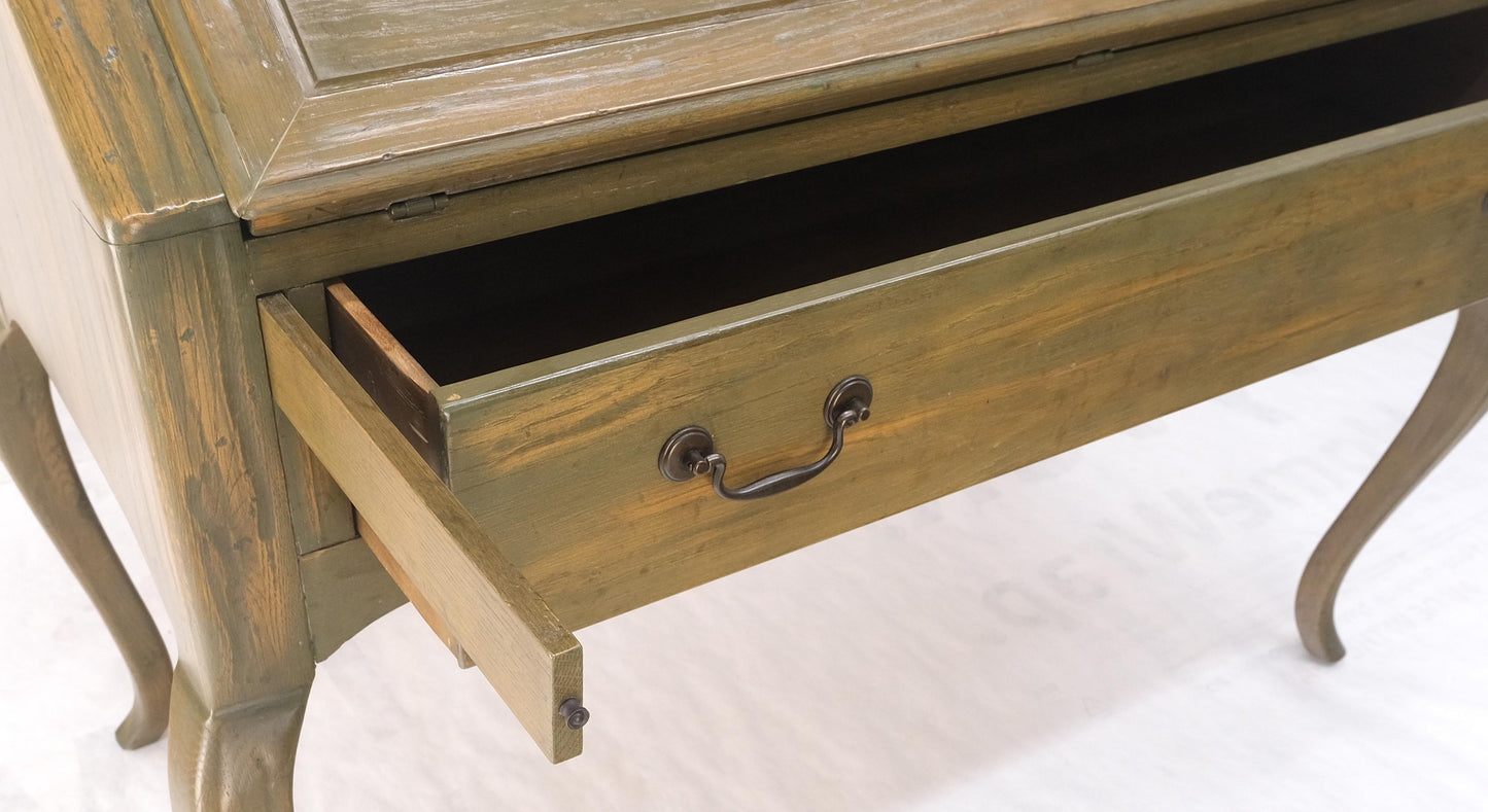 EstablishedLines Henredon Solid Oak Olive Finish Wide Open Bookcase Secretary Desk Country French