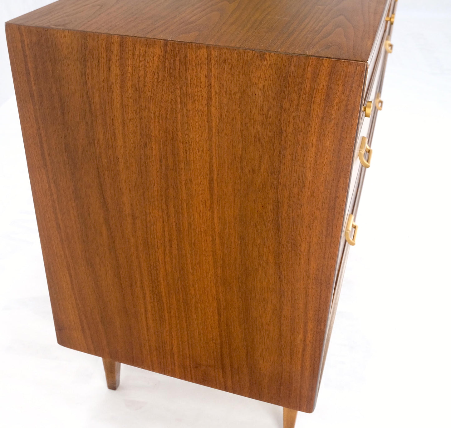 EstablishedLines American Mid Century Modern 6 Drawers Walnut Dresser Brass Hardware MINT!