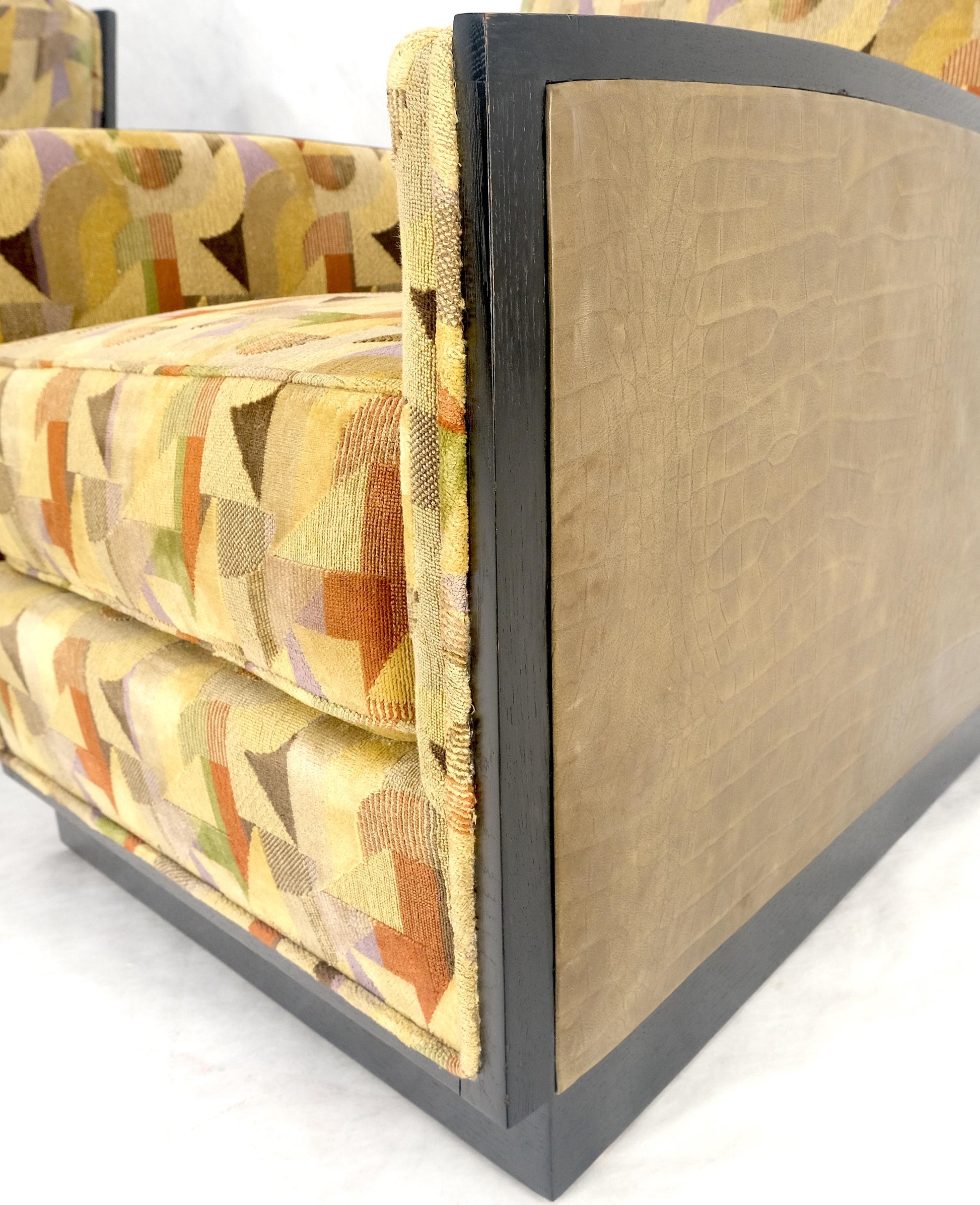 EstablishedLines Pair of Fine Ebonized Oak French Art Deco Lounge Chairs by Dominique Redone MINT