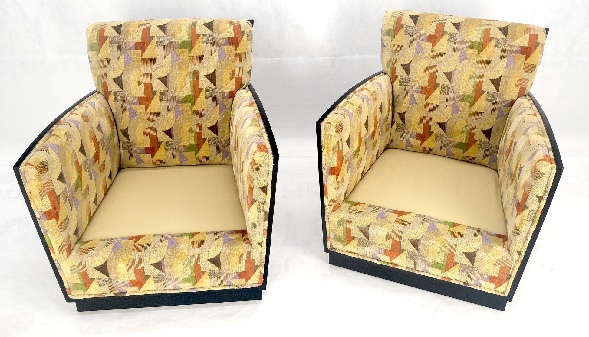 EstablishedLines Pair of Fine Ebonized Oak French Art Deco Lounge Chairs by Dominique Redone MINT