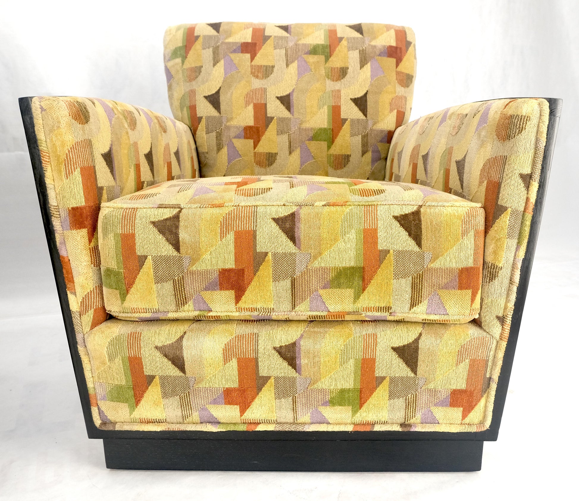 EstablishedLines Pair of Fine Ebonized Oak French Art Deco Lounge Chairs by Dominique Redone MINT