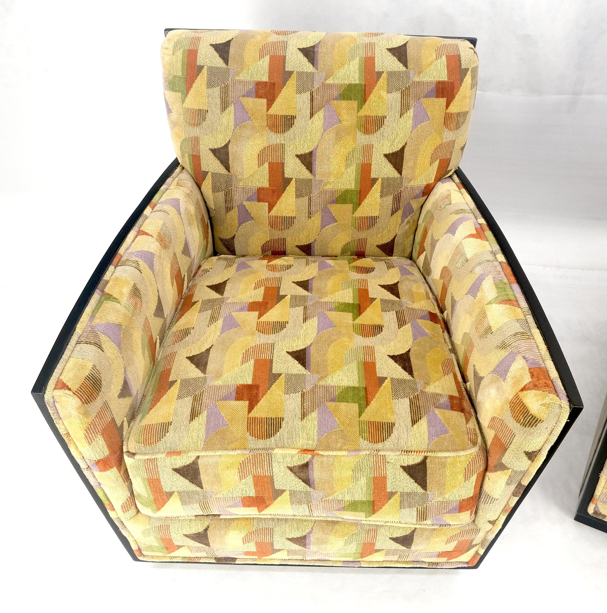 EstablishedLines Pair of Fine Ebonized Oak French Art Deco Lounge Chairs by Dominique Redone MINT