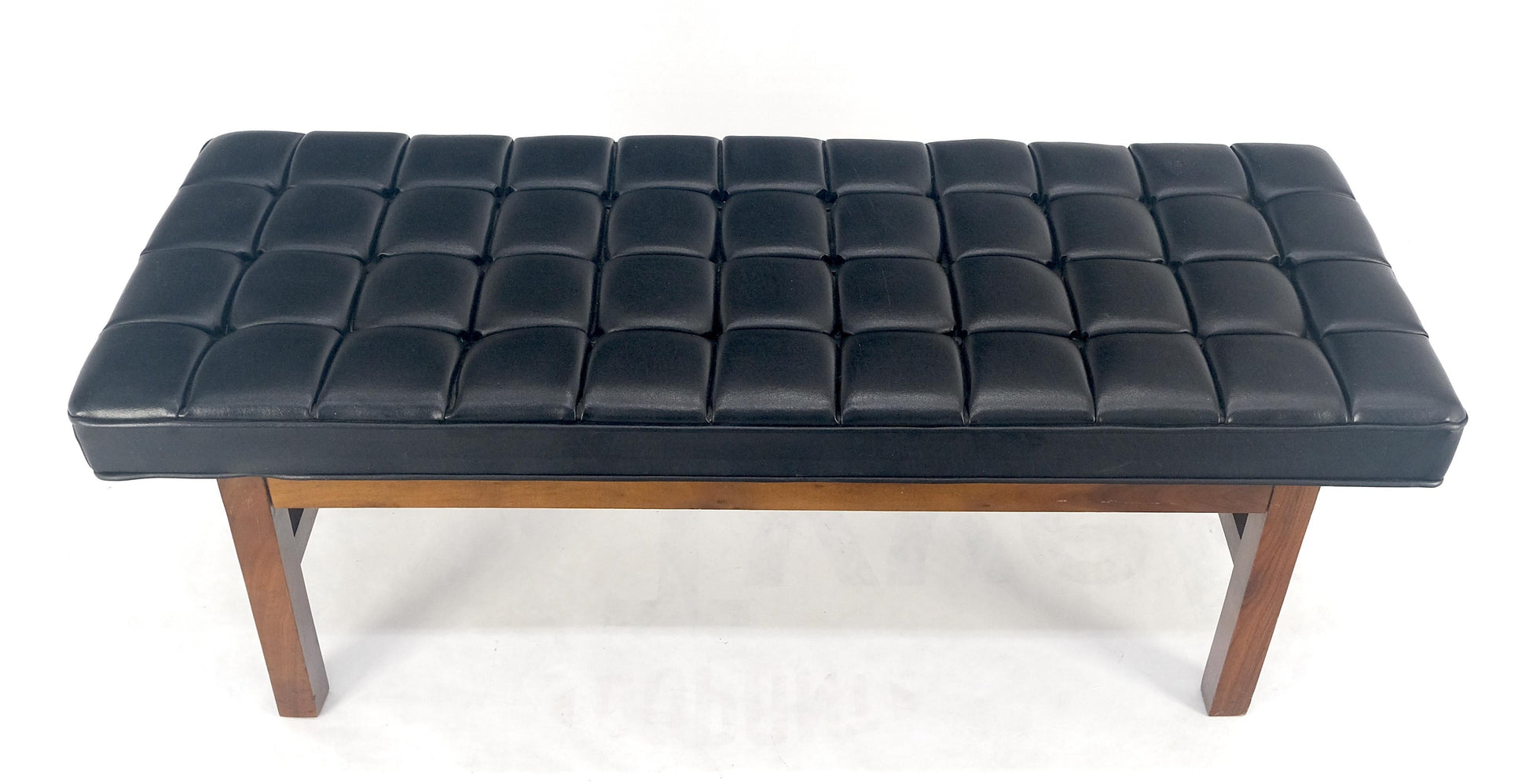 EstablishedLines MINT Mid Century Modern Black Tufted Upholstery Solid Oiled Walnut Base MINT!