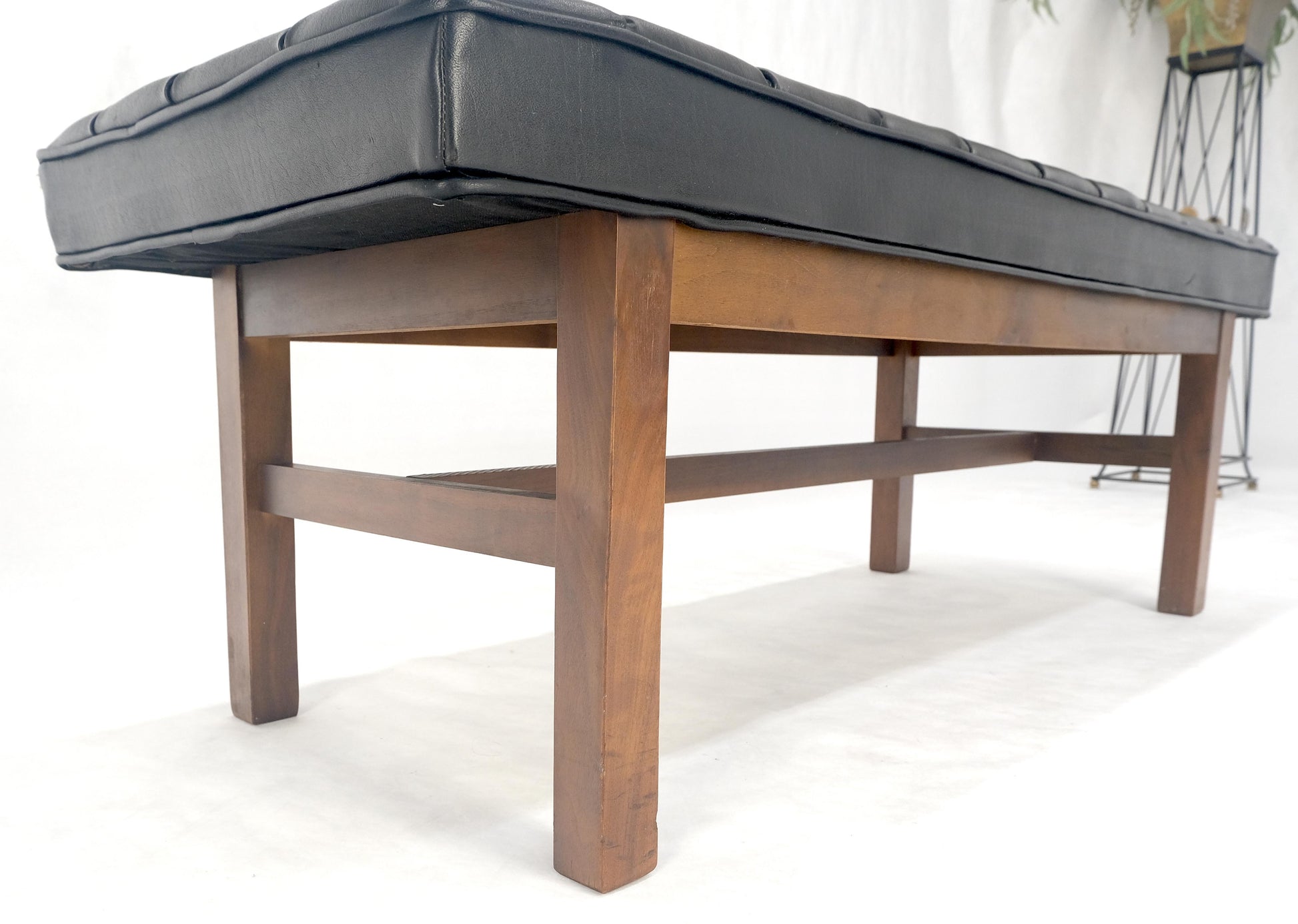 EstablishedLines MINT Mid Century Modern Black Tufted Upholstery Solid Oiled Walnut Base MINT!