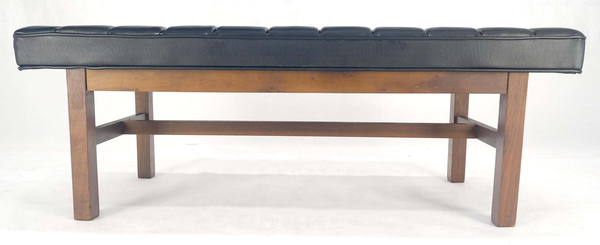 EstablishedLines MINT Mid Century Modern Black Tufted Upholstery Solid Oiled Walnut Base MINT!