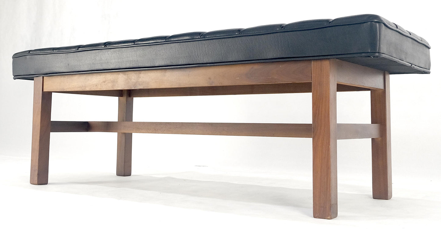 EstablishedLines MINT Mid Century Modern Black Tufted Upholstery Solid Oiled Walnut Base MINT!
