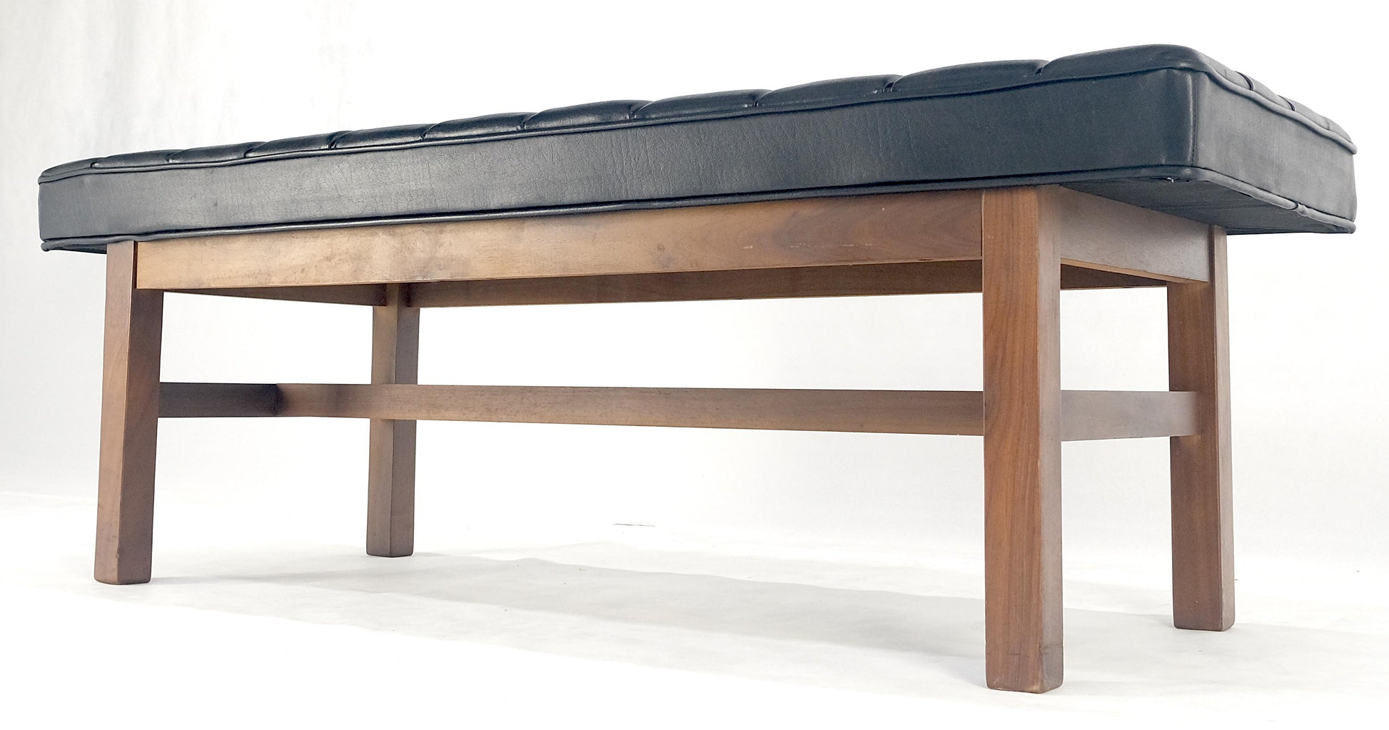 EstablishedLines MINT Mid Century Modern Black Tufted Upholstery Solid Oiled Walnut Base MINT!