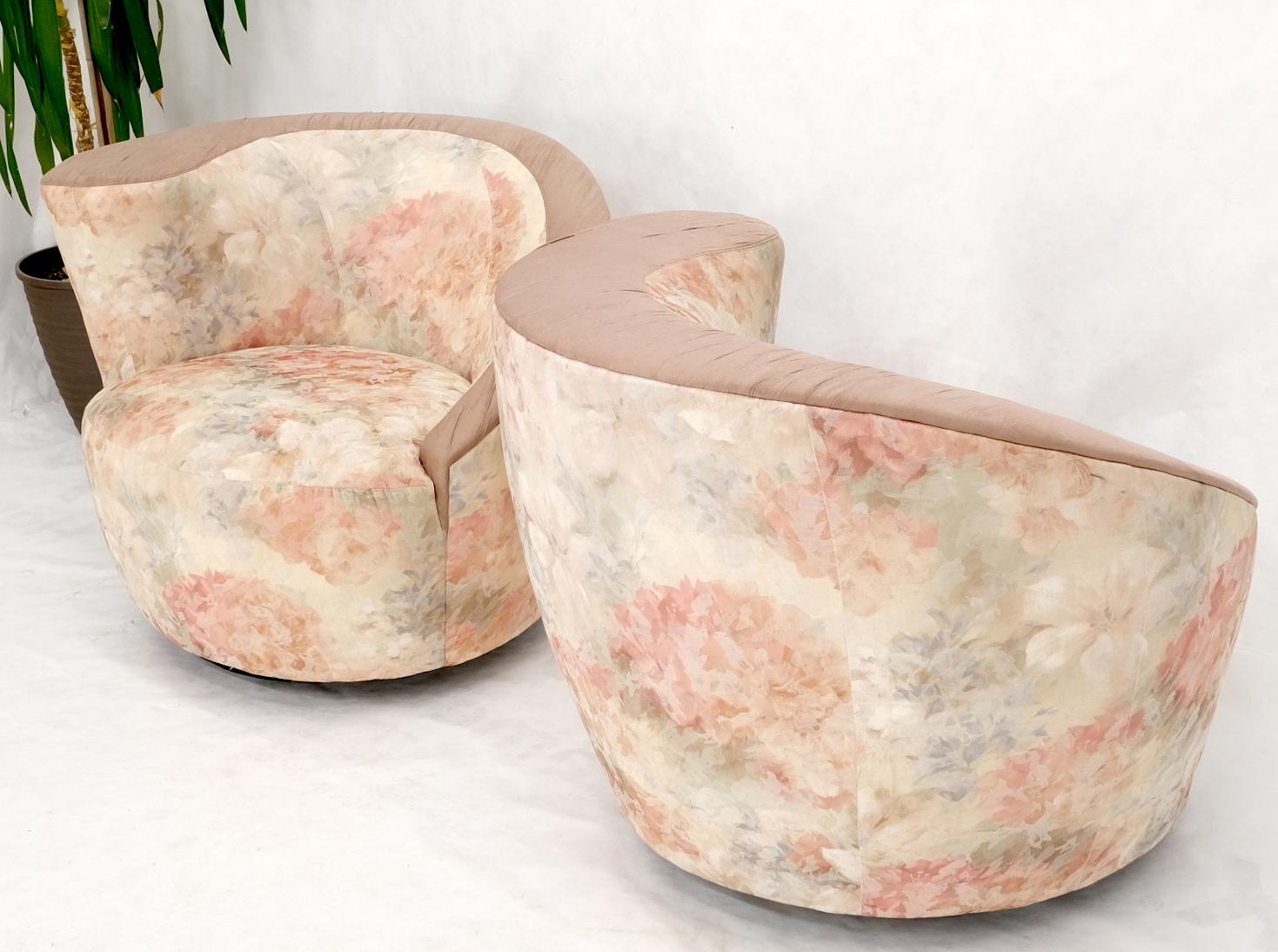 EstablishedLines Pair of Vladimir Kagan Two Tone Nautilus Lounge Chairs