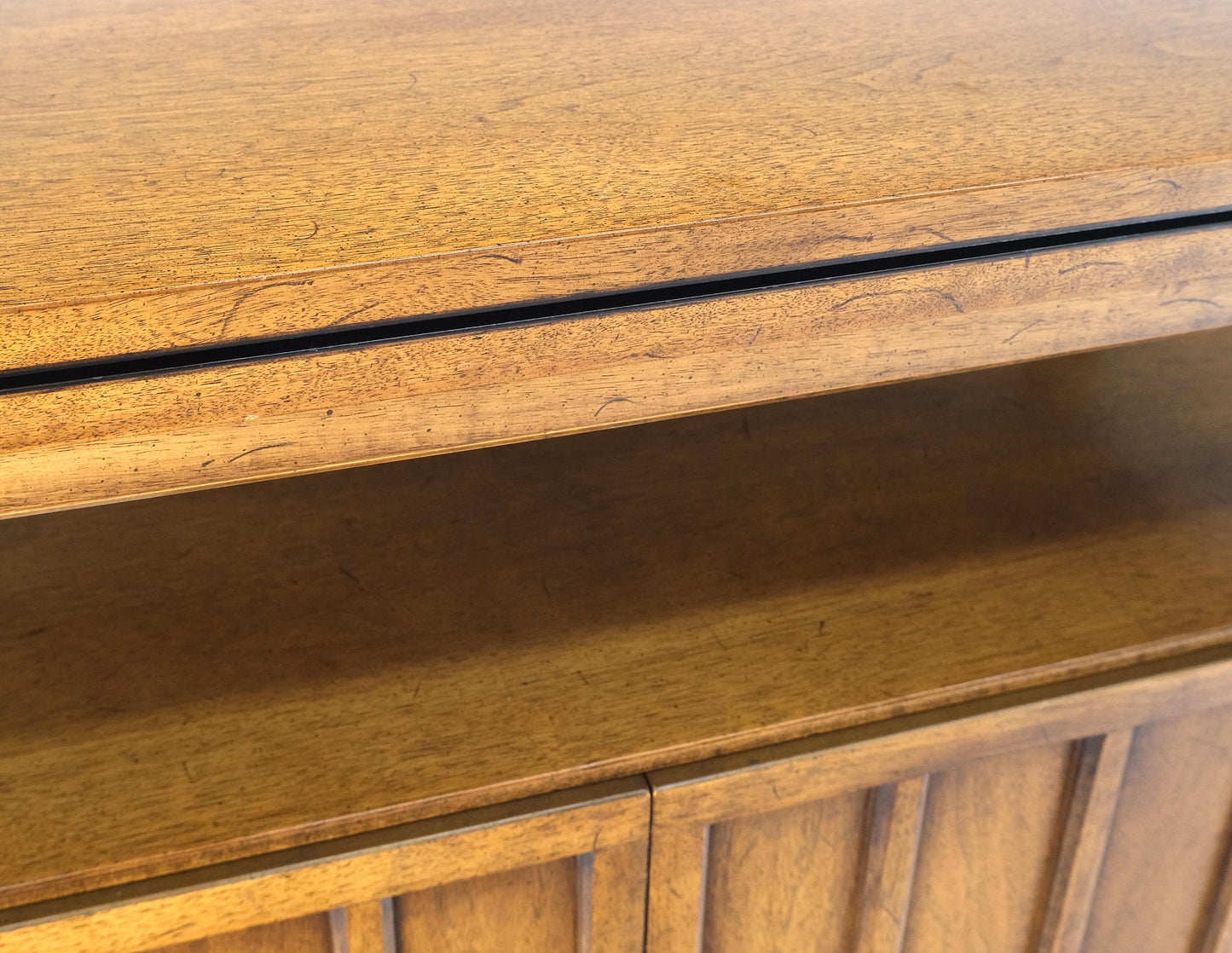 EstablishedLines Mid Century Modern Flip Top Black Laminate Serving Cart Bar Cabinet Wheels MINT!