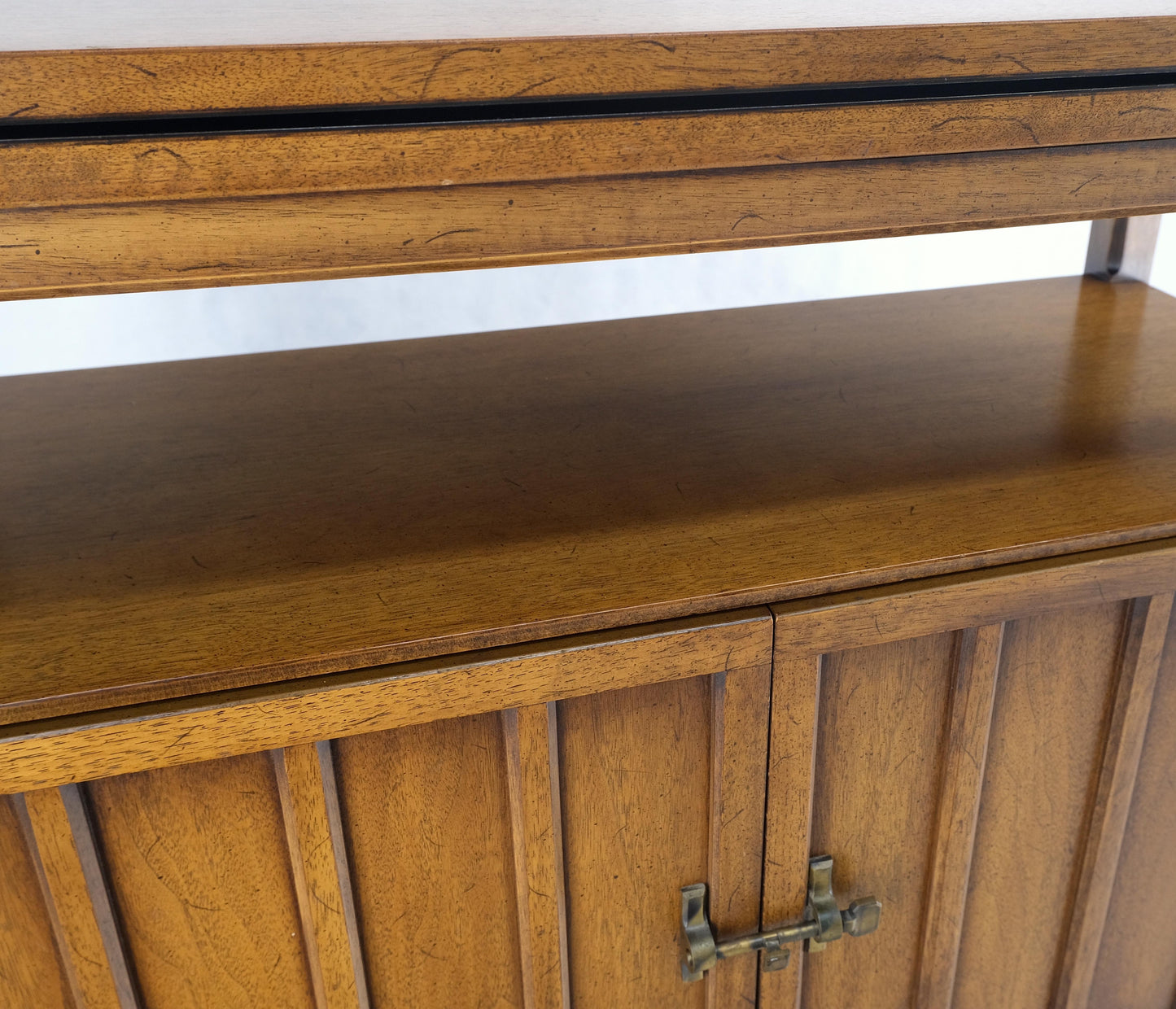 EstablishedLines Mid Century Modern Flip Top Black Laminate Serving Cart Bar Cabinet Wheels MINT!
