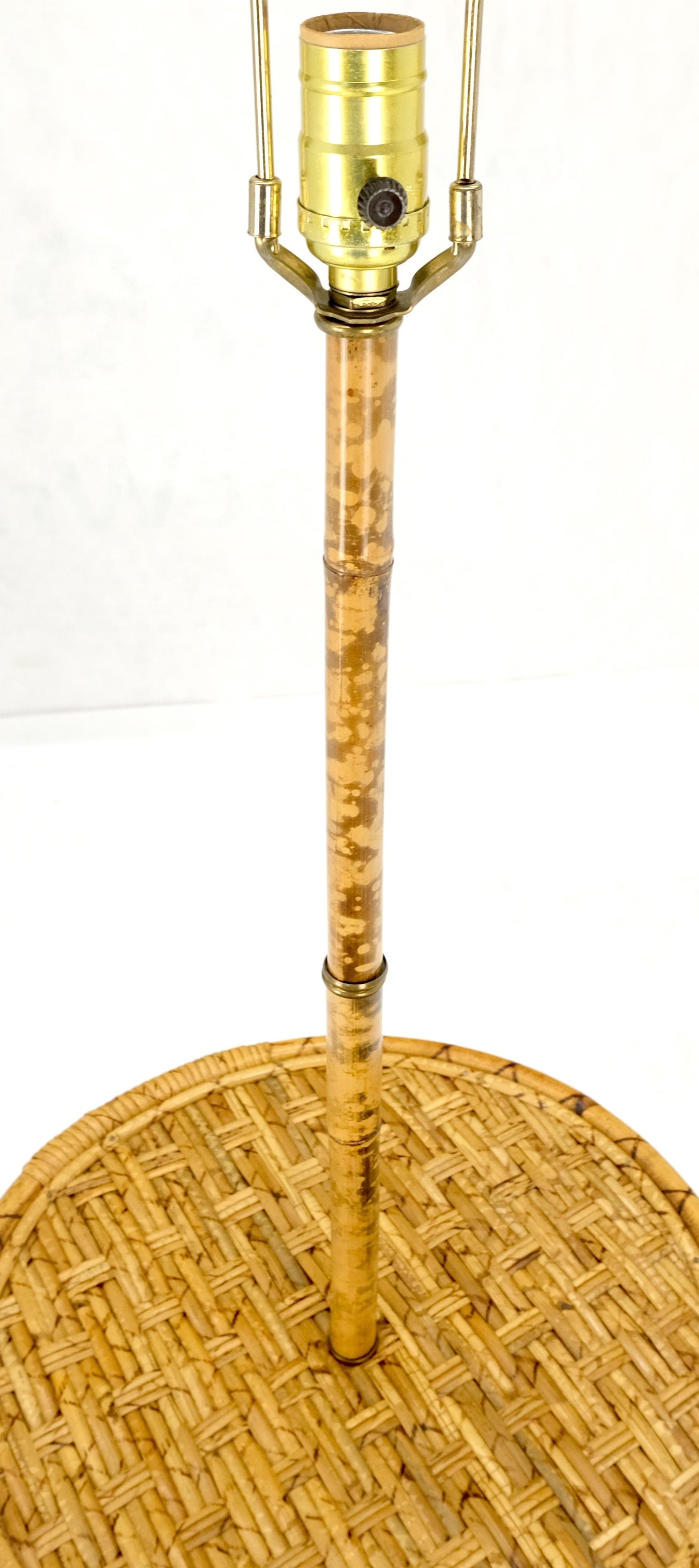 EstablishedLines Bamboo Rattan c1970s 4 Legged Two Tier Round Side Table Floor Lamp MINT!