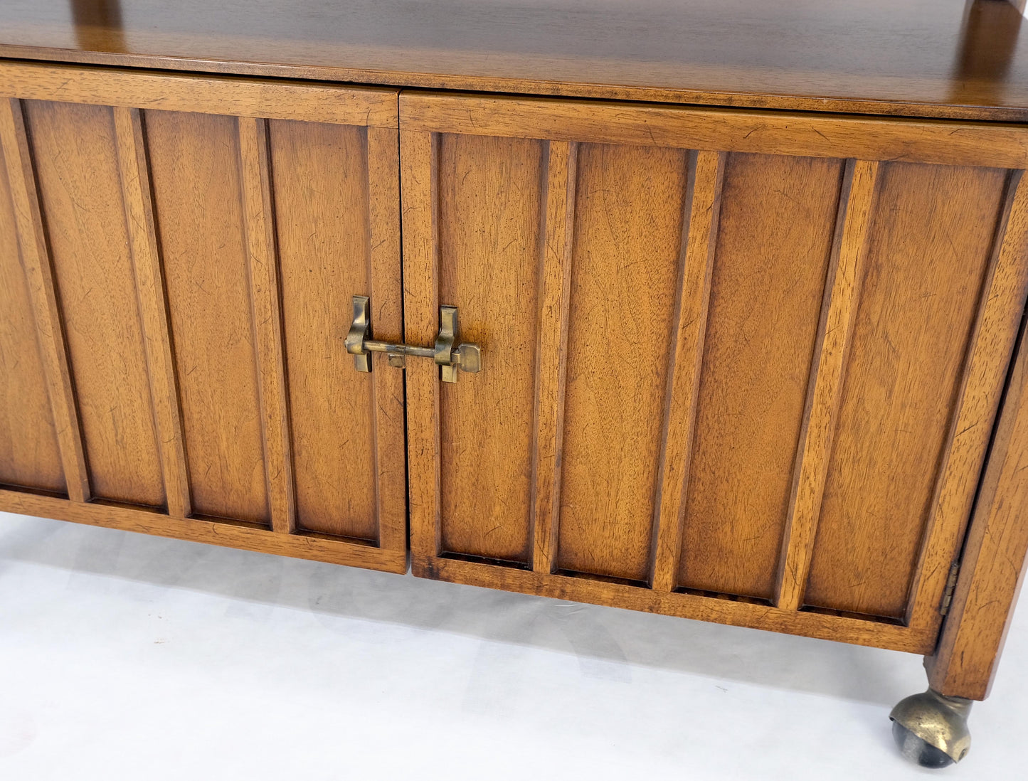 EstablishedLines Mid Century Modern Flip Top Black Laminate Serving Cart Bar Cabinet Wheels MINT!