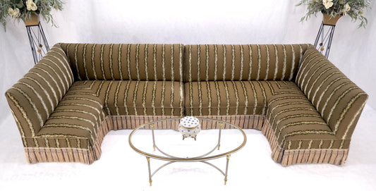 EstablishedLines Two Way Two Part "C" Shape Striped Upholstery Custom Sofa Couch w/ Tassels MINT!