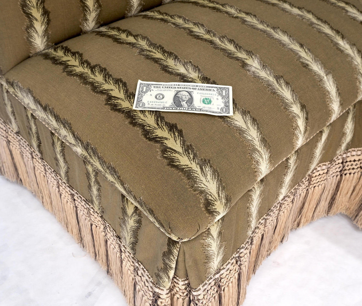 EstablishedLines Two Way Two Part "C" Shape Striped Upholstery Custom Sofa Couch w/ Tassels MINT!