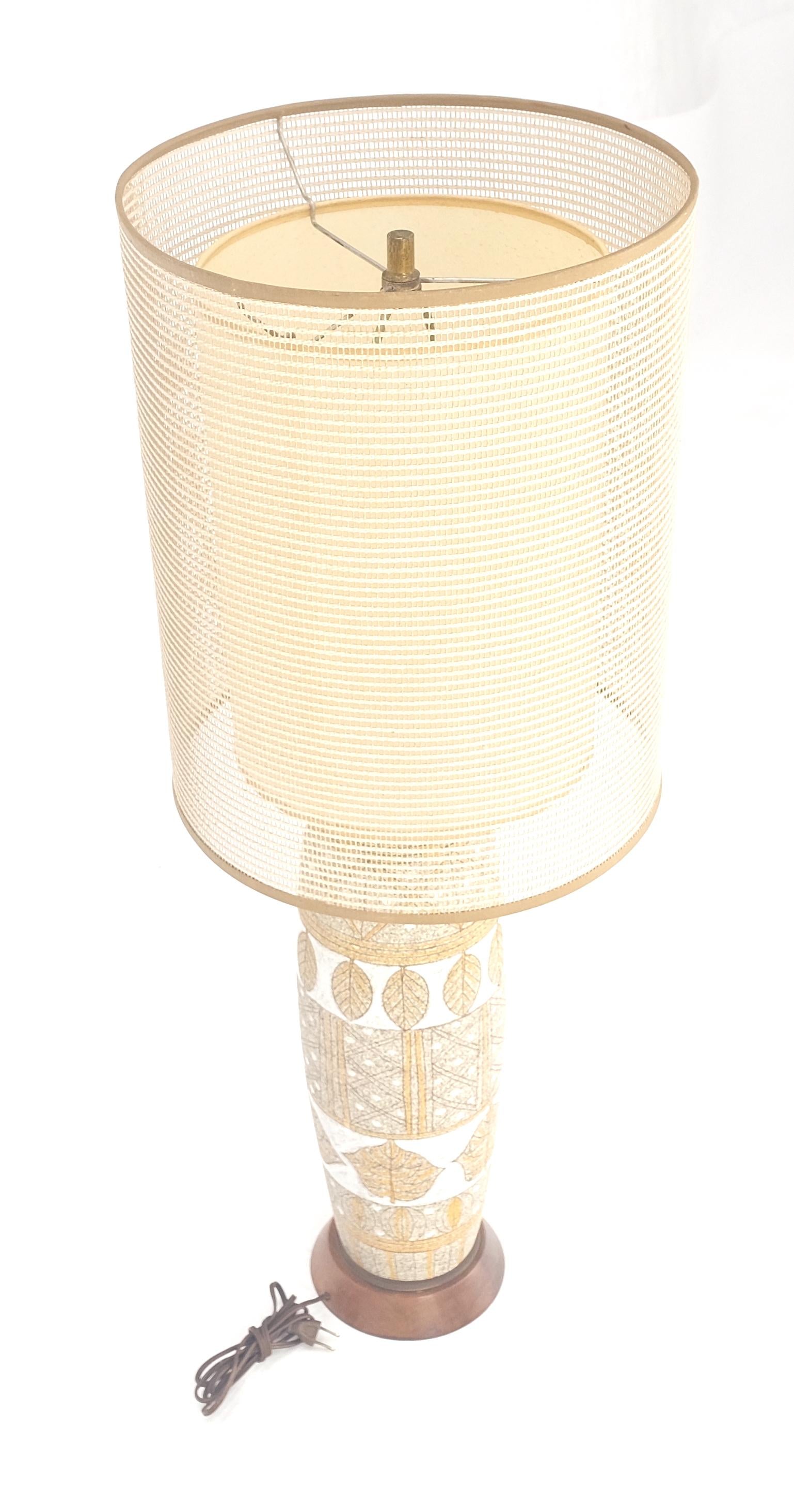 EstablishedLines Fratelli Fanciullacci  Ramor Pottery Table Lamp Original Shade Walnut Base MINT