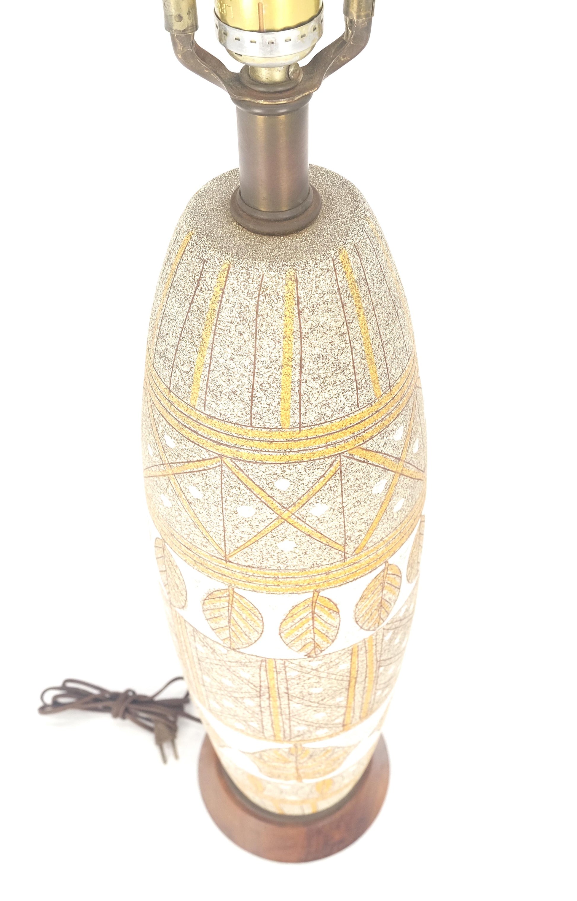 EstablishedLines Fratelli Fanciullacci  Ramor Pottery Table Lamp Original Shade Walnut Base MINT