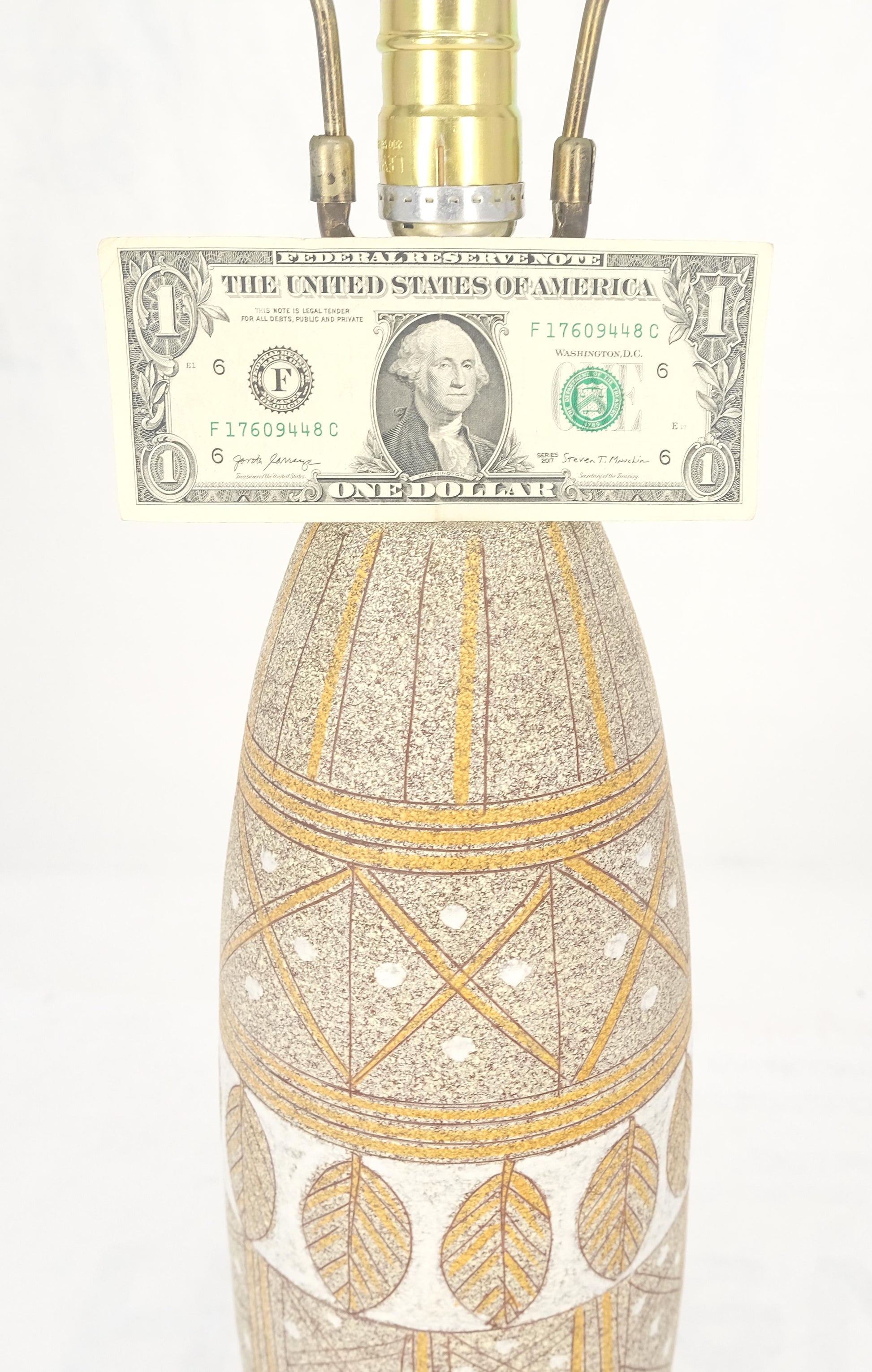 EstablishedLines Fratelli Fanciullacci  Ramor Pottery Table Lamp Original Shade Walnut Base MINT