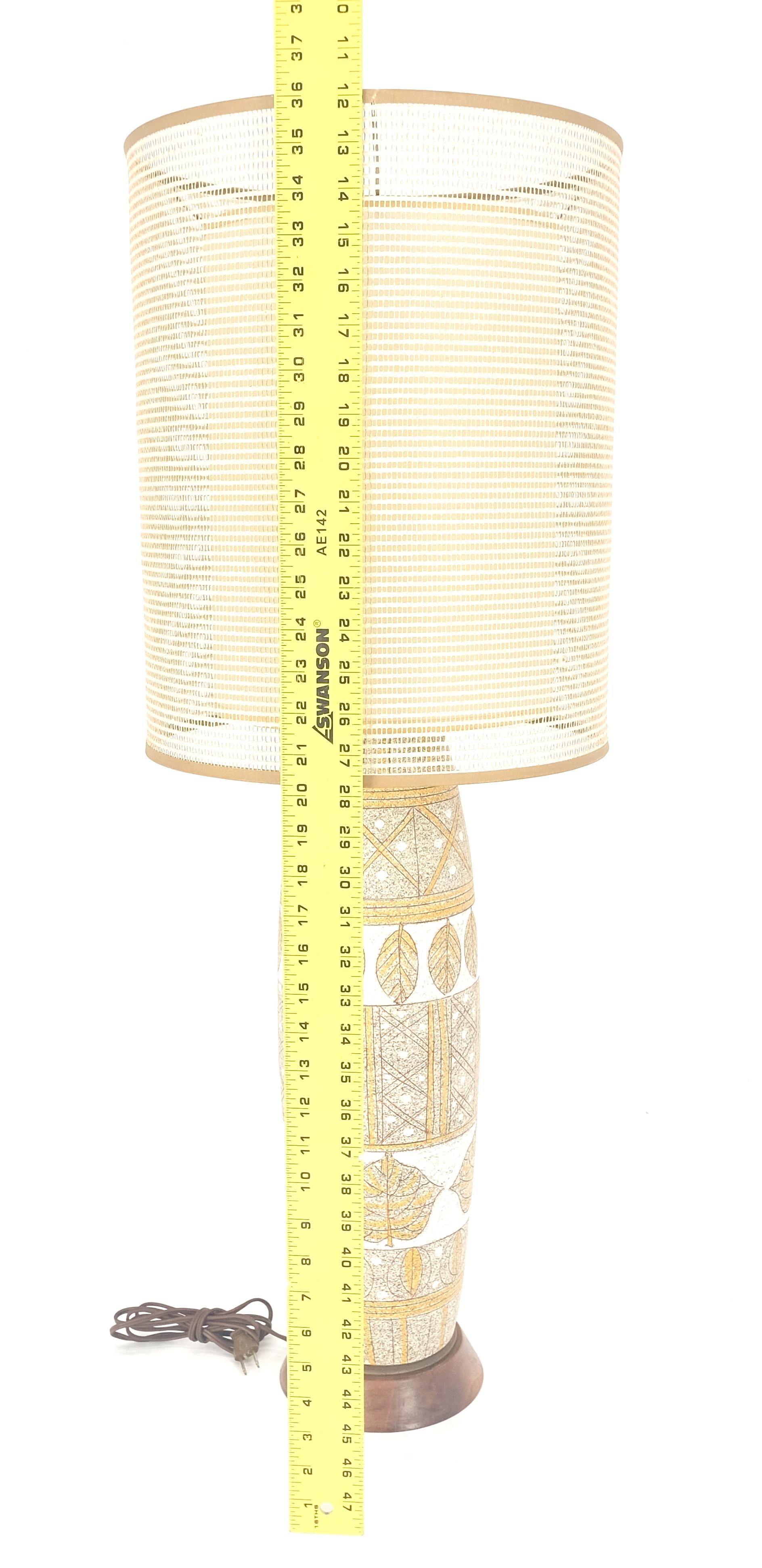 EstablishedLines Fratelli Fanciullacci  Ramor Pottery Table Lamp Original Shade Walnut Base MINT