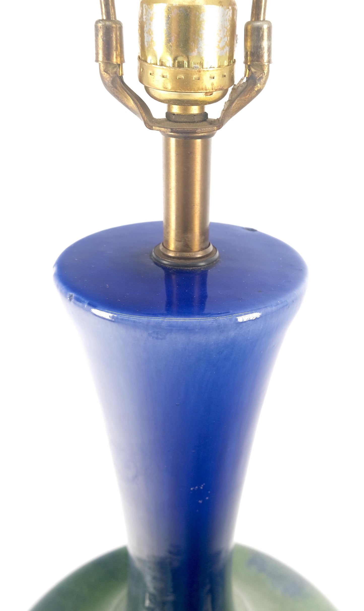 EstablishedLines Blue Green Black Drip Glaze Italian Pottery Ceramic Onion Shape Table Lamp MINT!