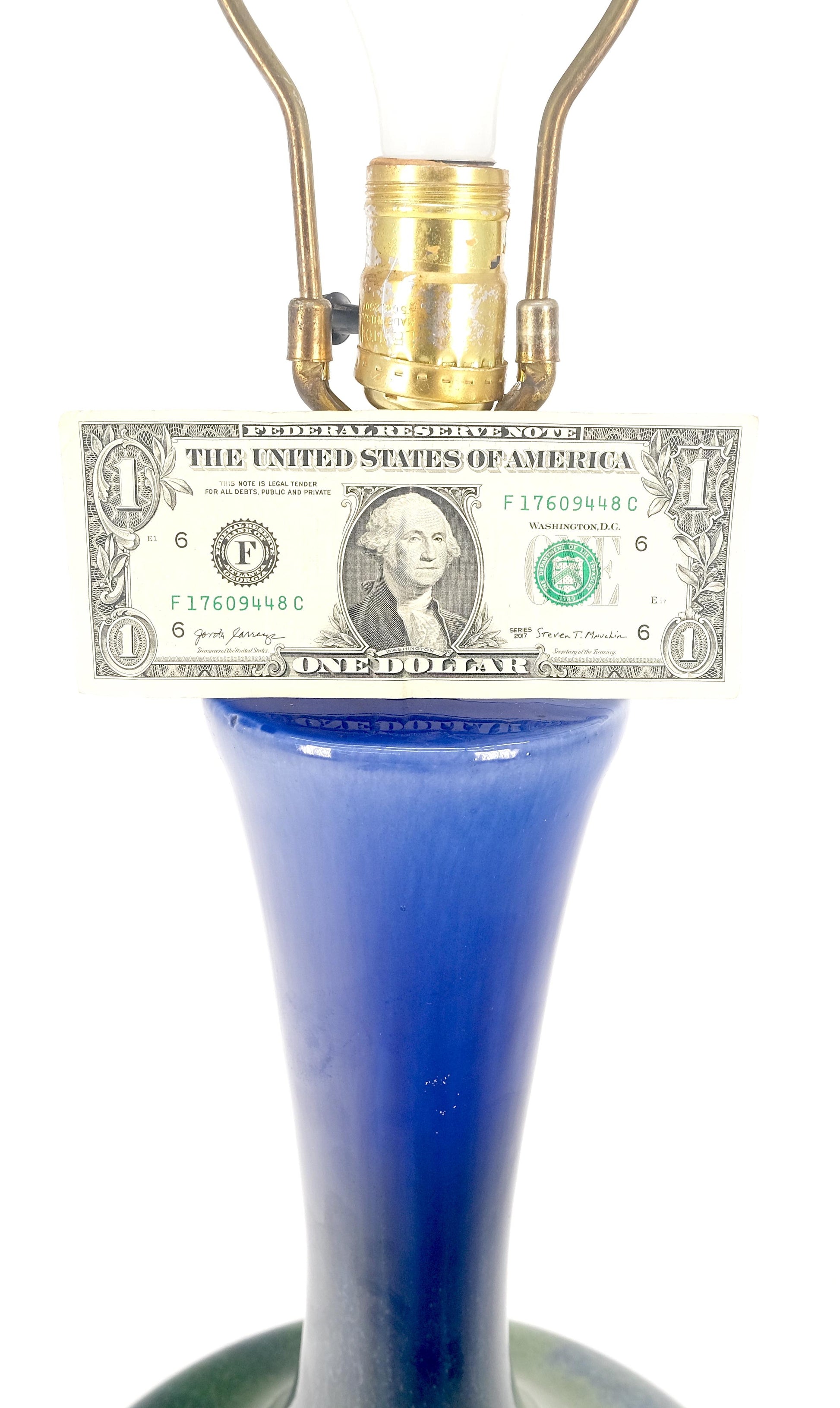 EstablishedLines Blue Green Black Drip Glaze Italian Pottery Ceramic Onion Shape Table Lamp MINT!