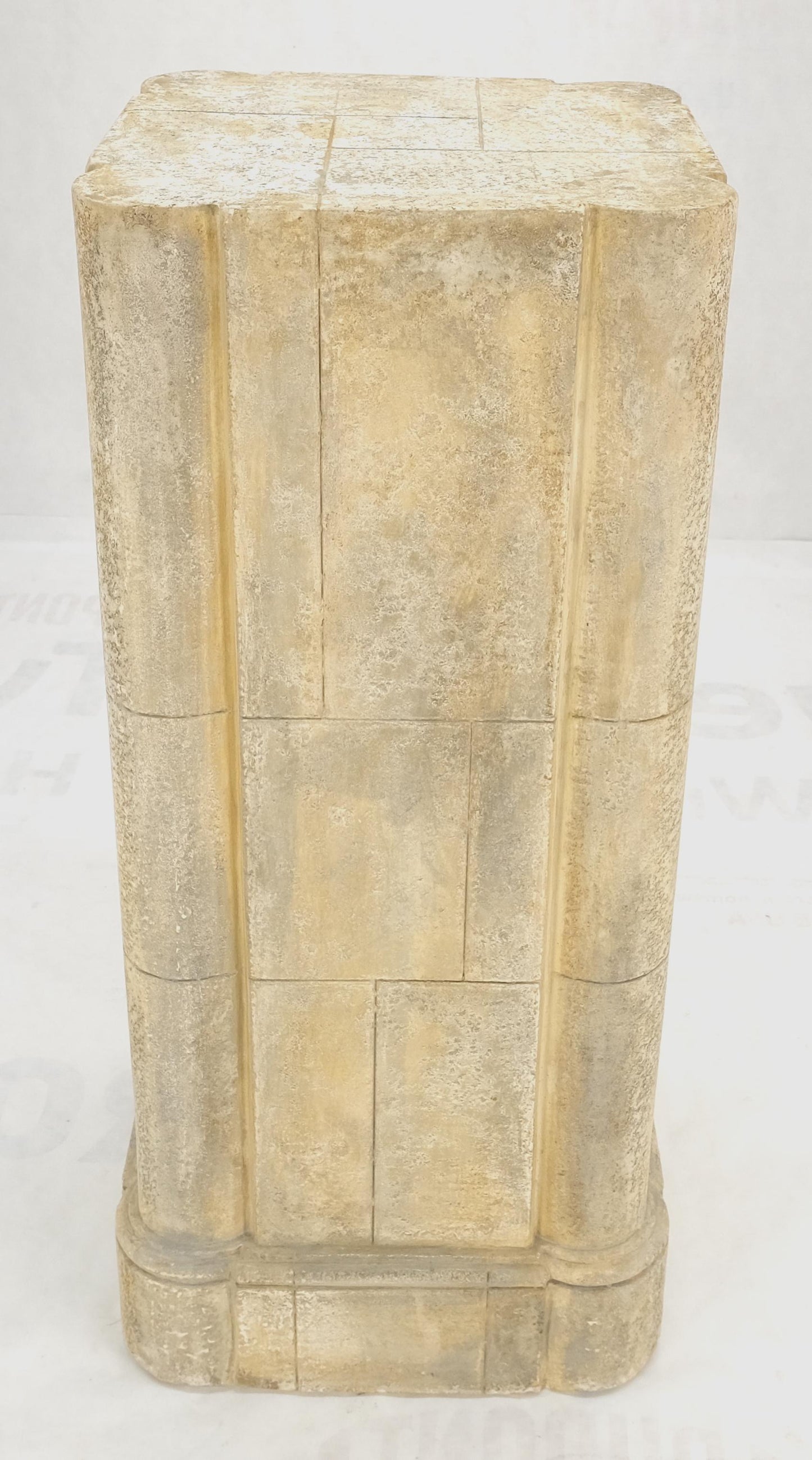 EstablishedLines large 19x19 Square Faux Travertine 41" Tall Carved Geometric Decorative Pattern