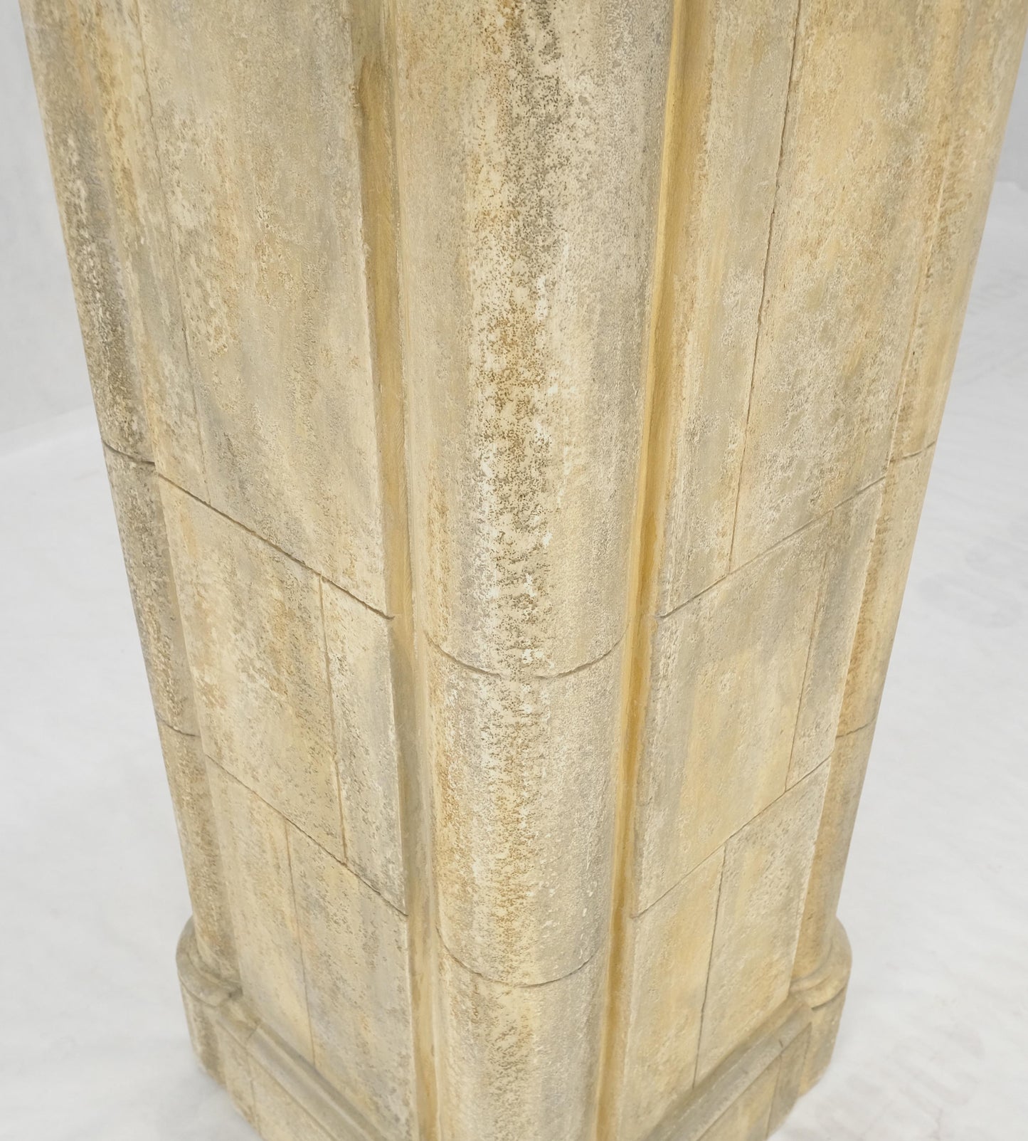 EstablishedLines large 19x19 Square Faux Travertine 41" Tall Carved Geometric Decorative Pattern