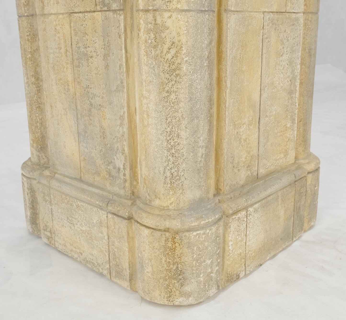EstablishedLines large 19x19 Square Faux Travertine 41" Tall Carved Geometric Decorative Pattern