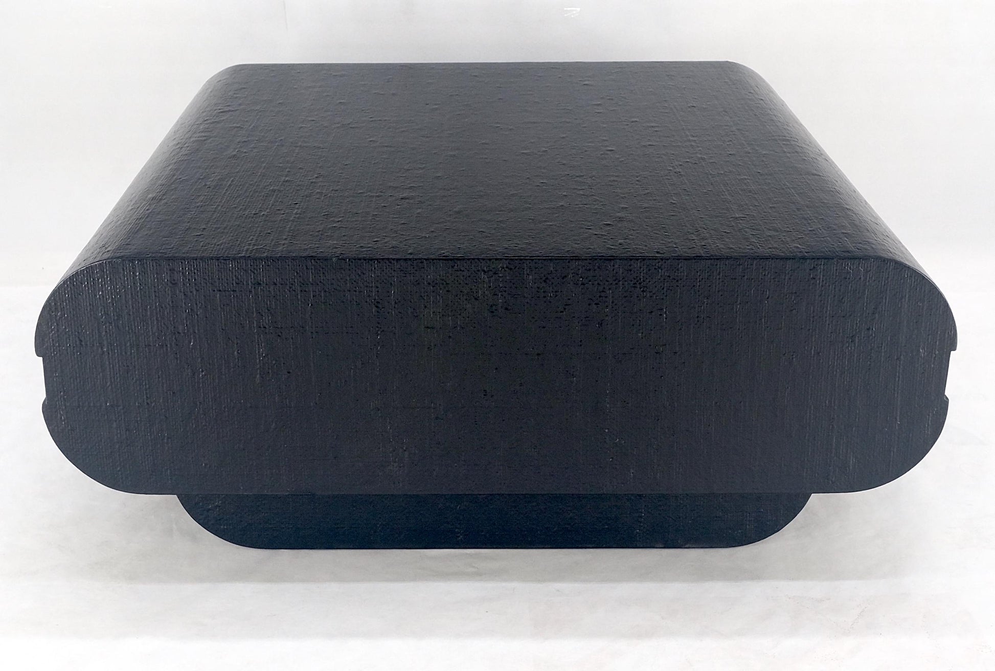 EstablishedLines Black Lacquer Cloth Wrapped 36" Square Center Coffee Table Mid Century 1970 MINT
