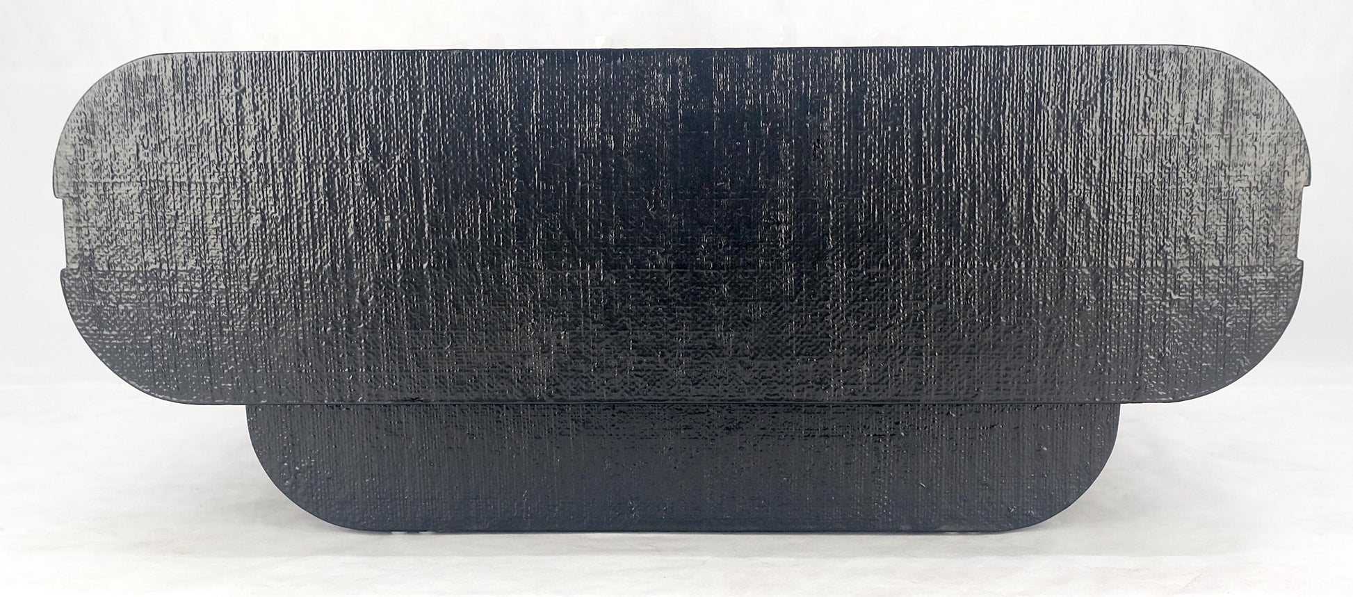 EstablishedLines Black Lacquer Cloth Wrapped 36" Square Center Coffee Table Mid Century 1970 MINT