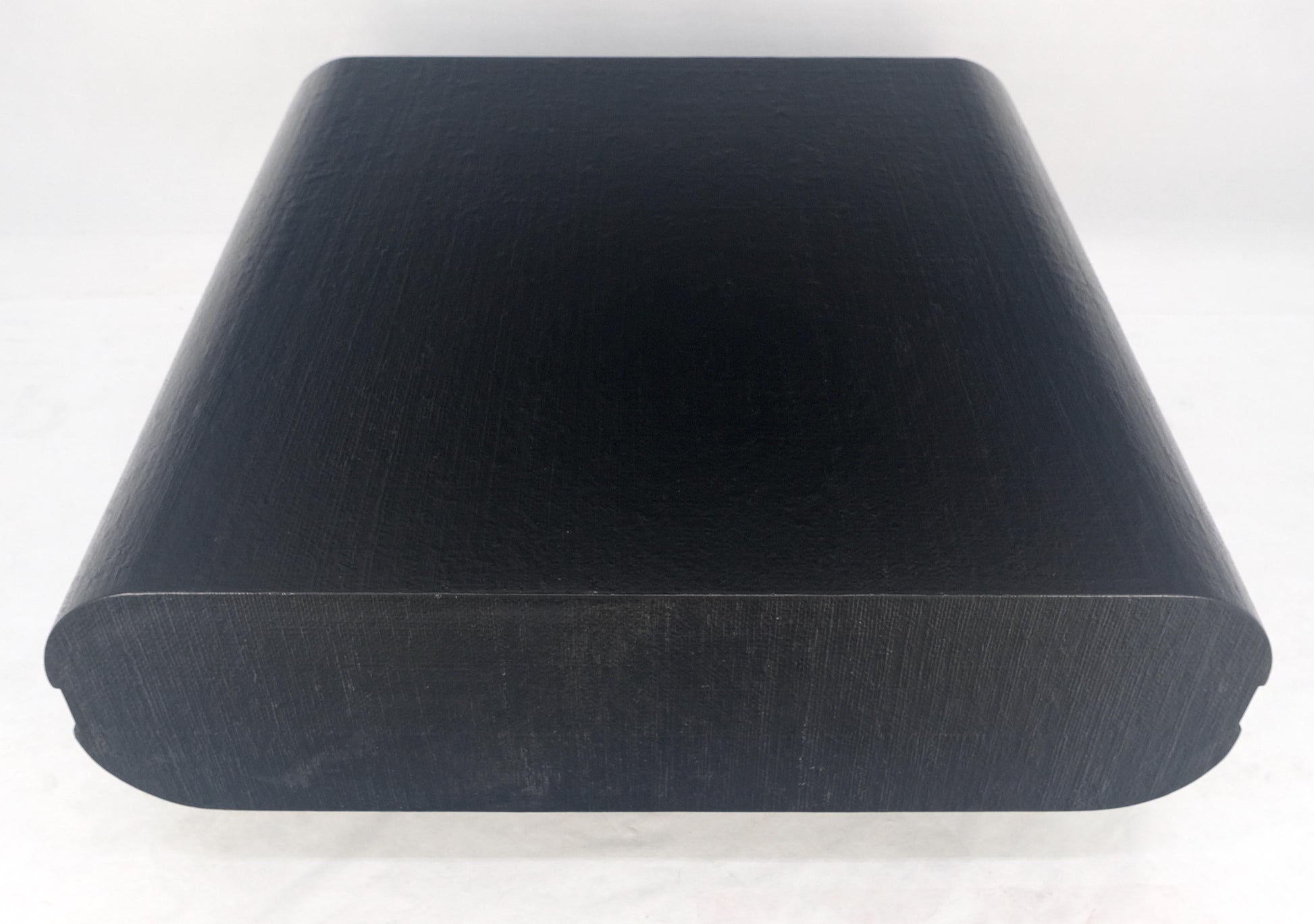 EstablishedLines Black Lacquer Cloth Wrapped 36" Square Center Coffee Table Mid Century 1970 MINT