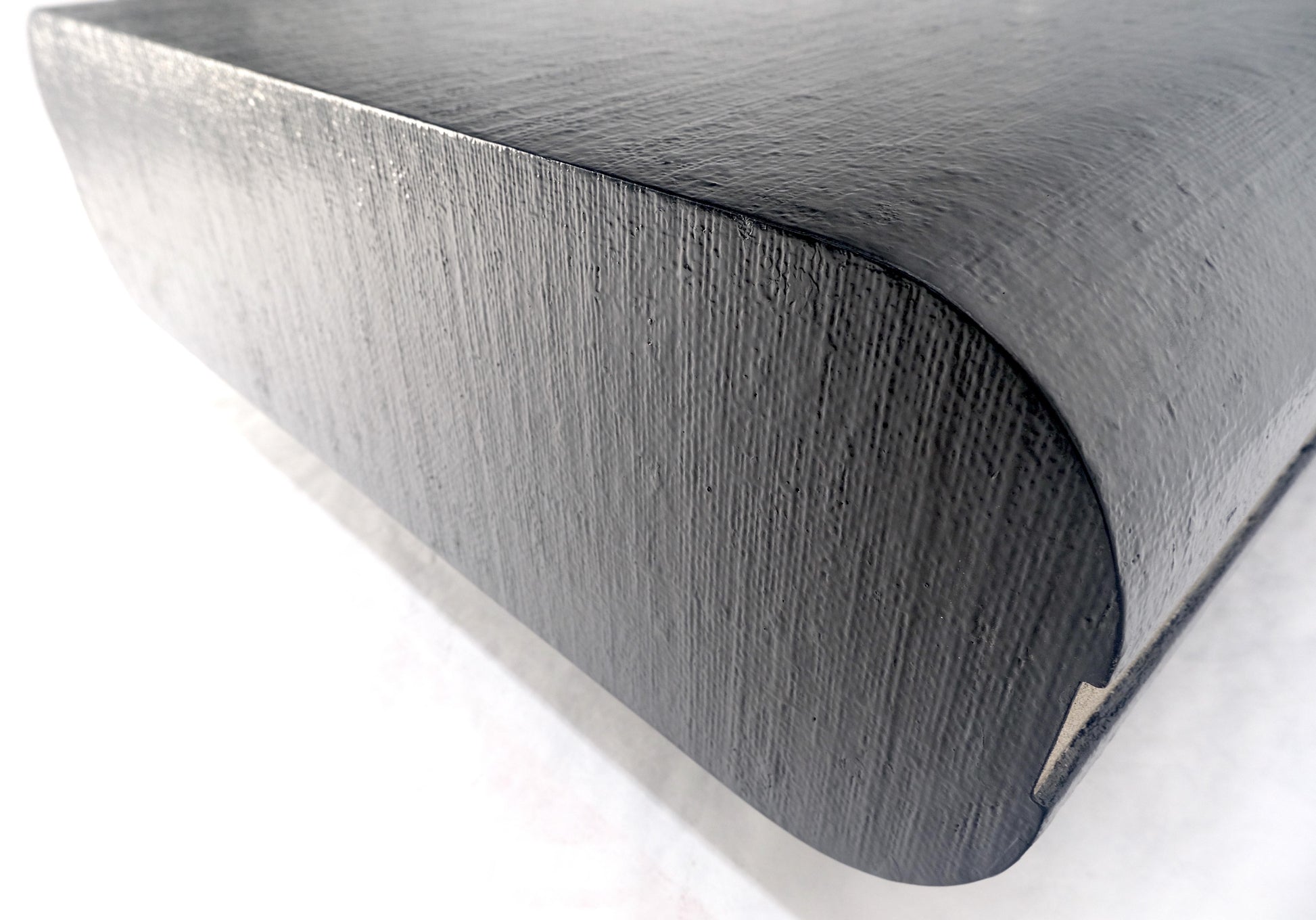 EstablishedLines Black Lacquer Cloth Wrapped 36" Square Center Coffee Table Mid Century 1970 MINT