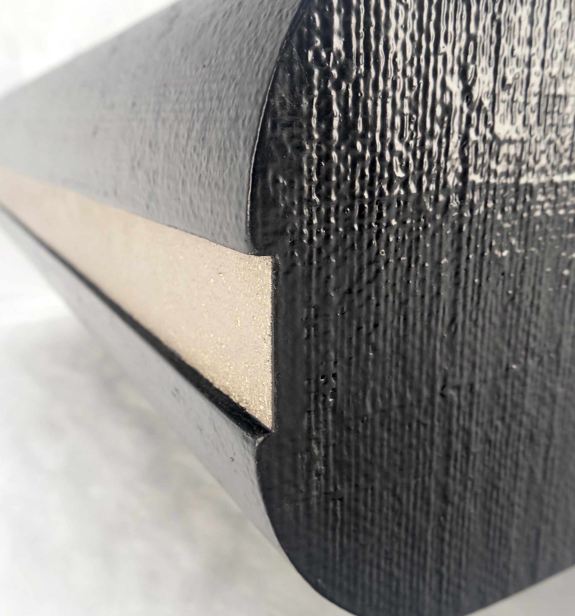 EstablishedLines Black Lacquer Cloth Wrapped 36" Square Center Coffee Table Mid Century 1970 MINT