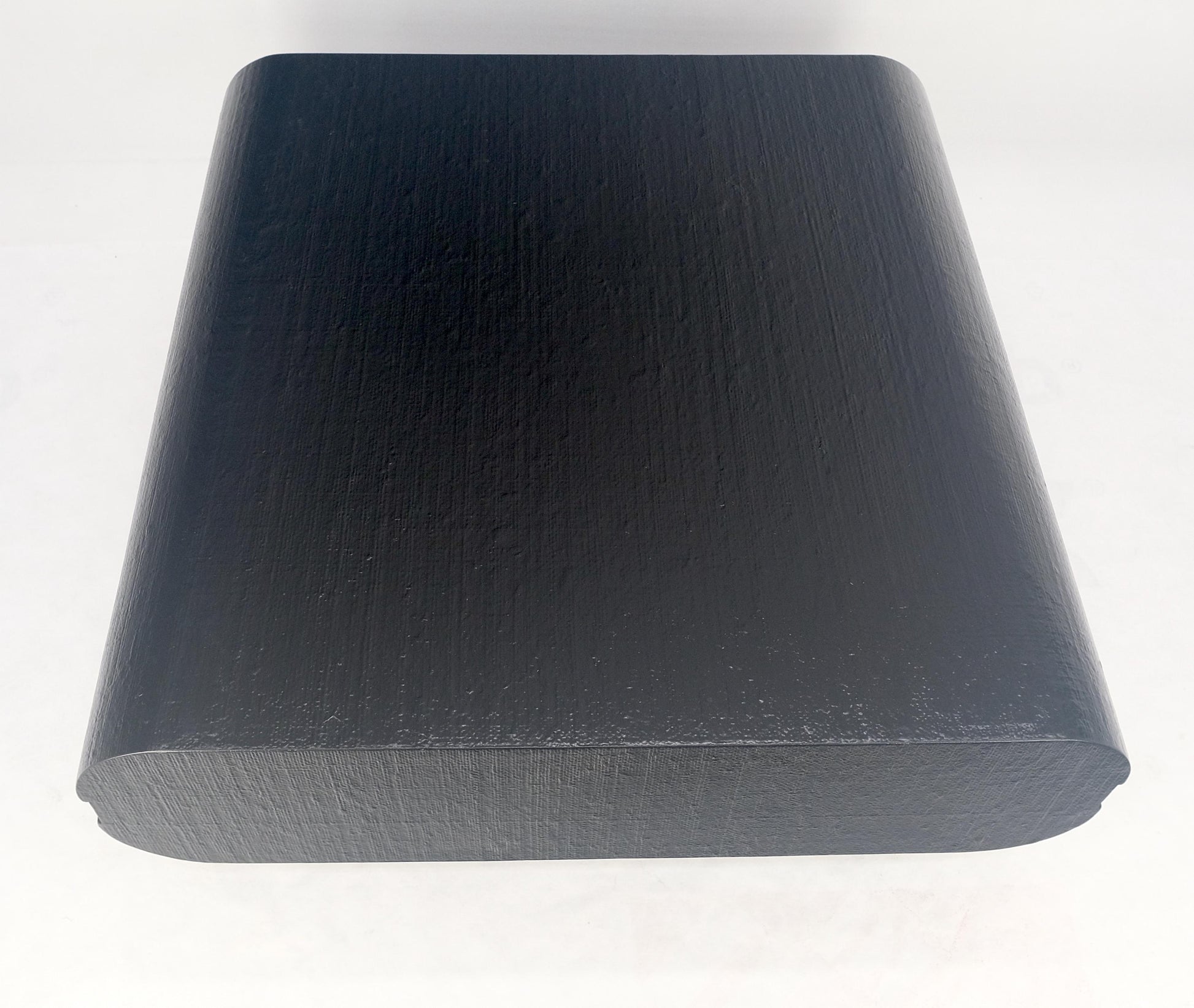 EstablishedLines Black Lacquer Cloth Wrapped 36" Square Center Coffee Table Mid Century 1970 MINT