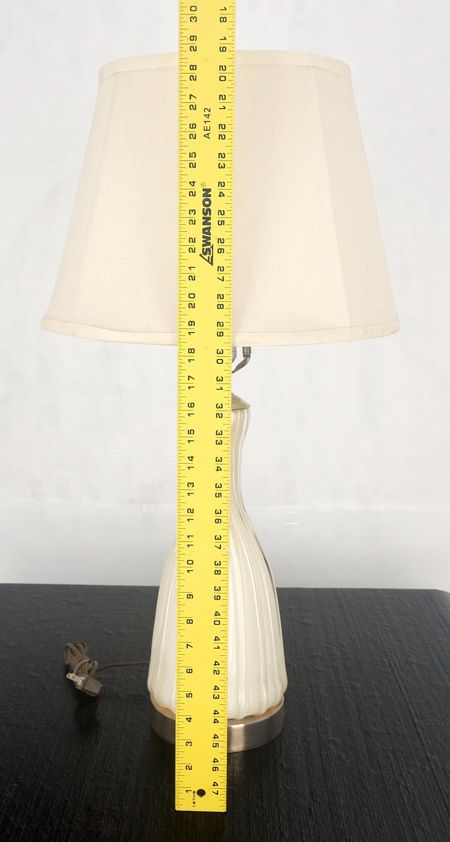 EstablishedLines Off White Beige Bottle Shape Murano Glass Table Lamp MINT!