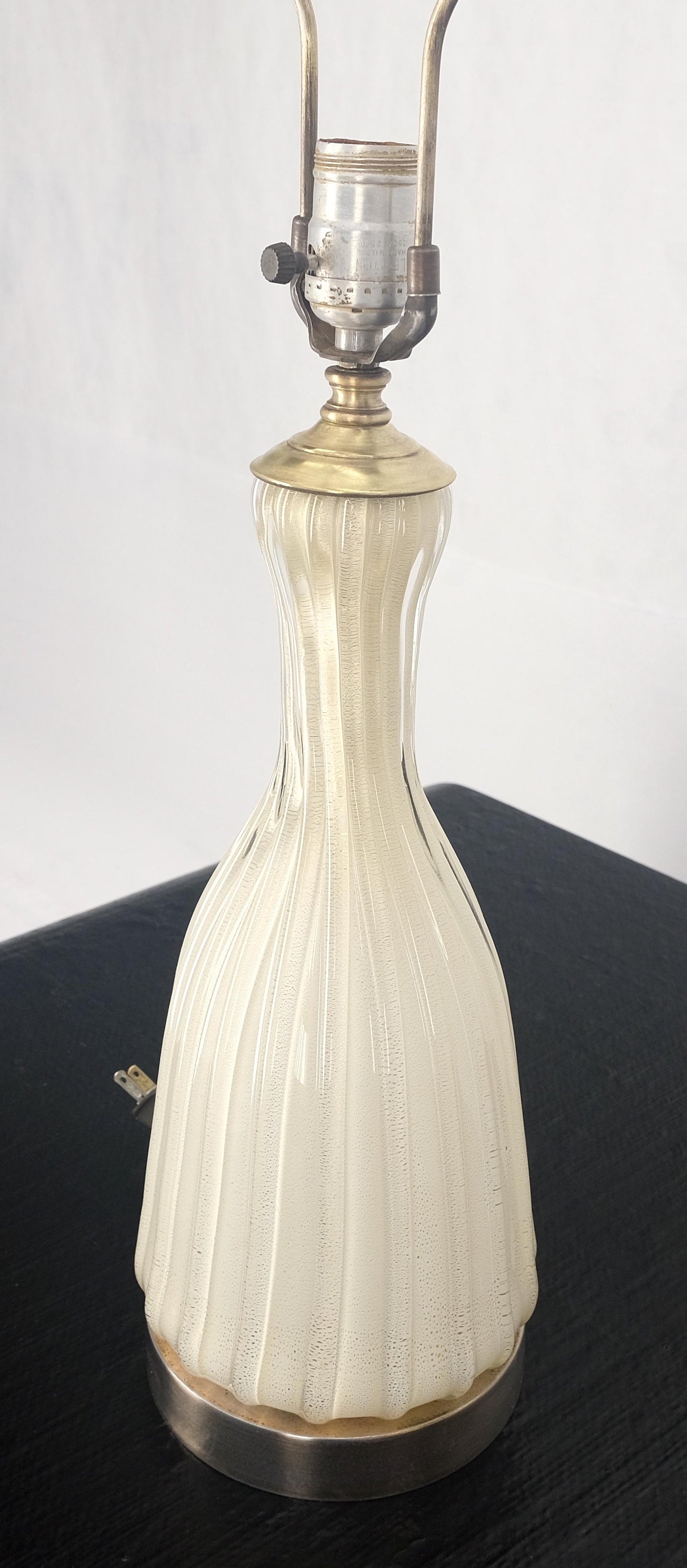 EstablishedLines Off White Beige Bottle Shape Murano Glass Table Lamp MINT!