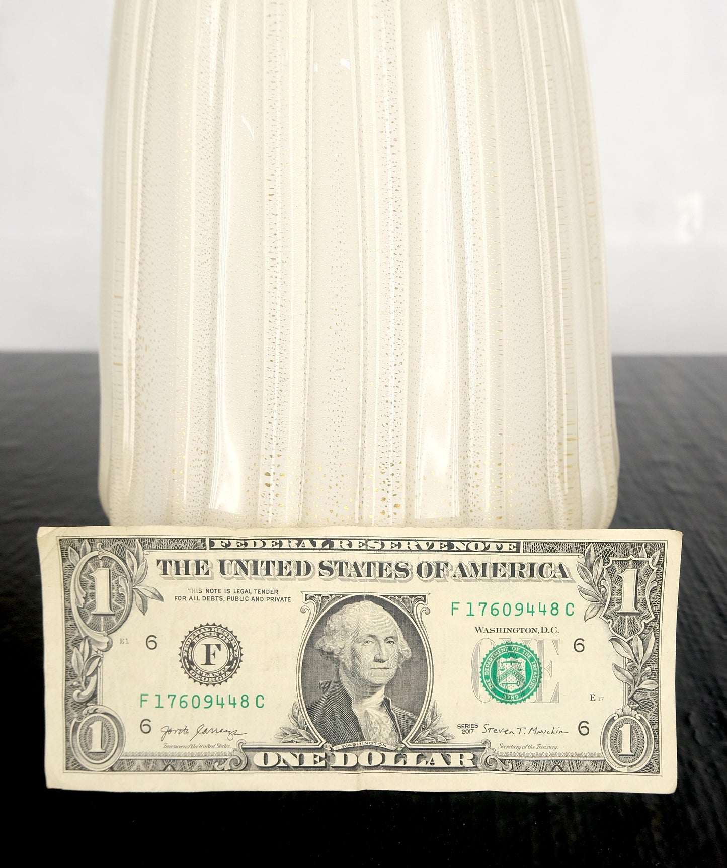 EstablishedLines Off White Beige Bottle Shape Murano Glass Table Lamp MINT!