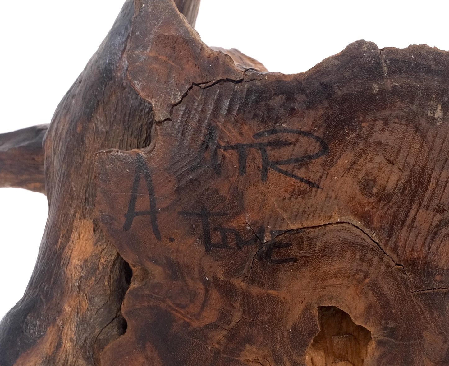 EstablishedLines Large 25" Tall Artist Signed Driftwood Root Burl Wood Natural Sculpture NICE!