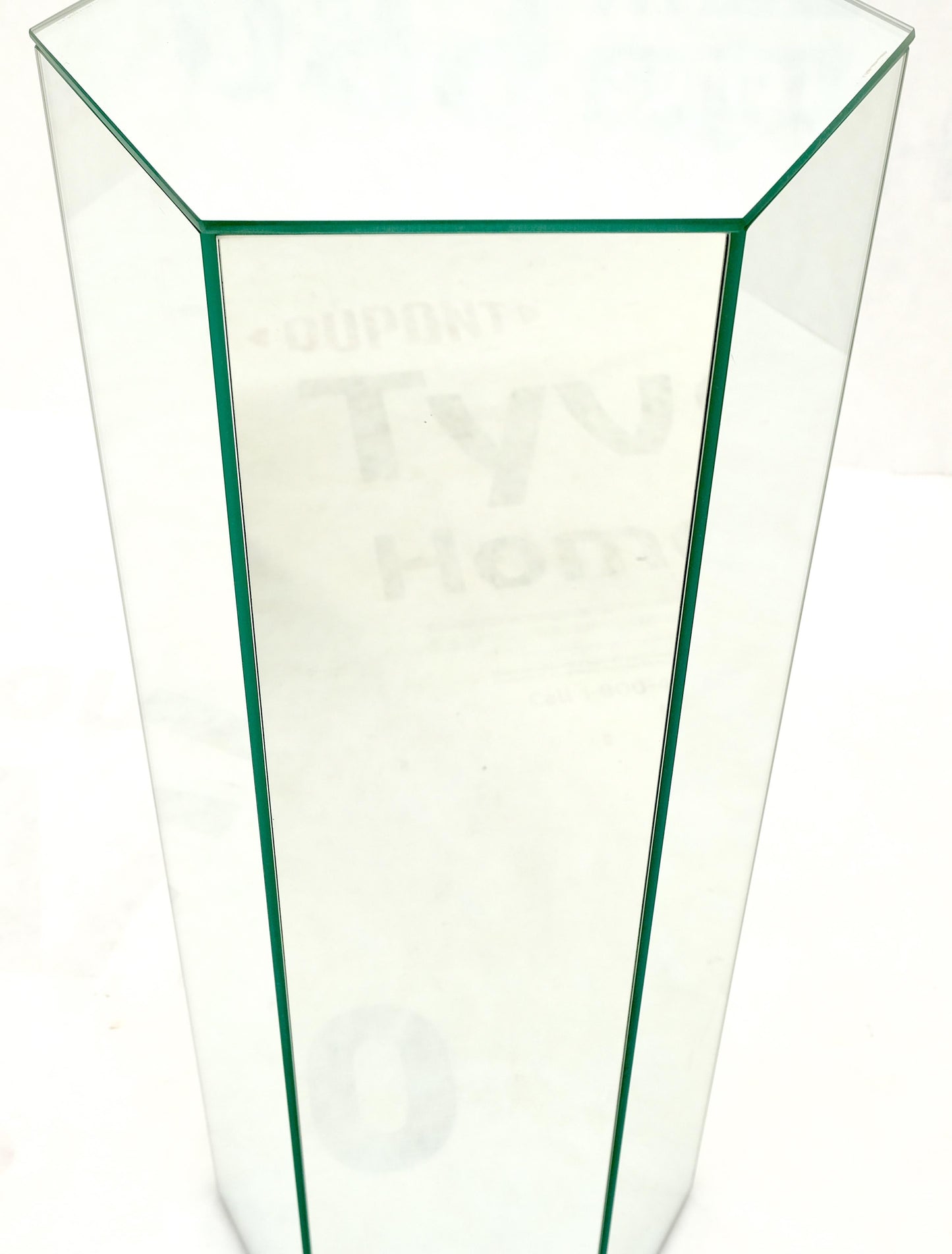 EstablishedLines Tall Hexagon Mid-Century Modern Mirrored Pedestal Stand Side Table Mint!