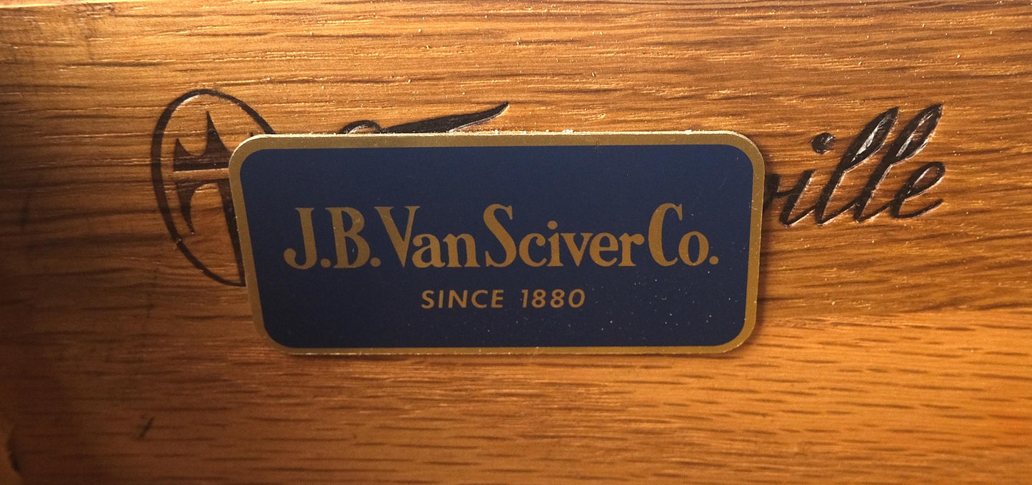 EstablishedLines Blond Wood Dome Shape Top Two Doors 54" Cupboard Breakfront Cabinet Shelf MINT