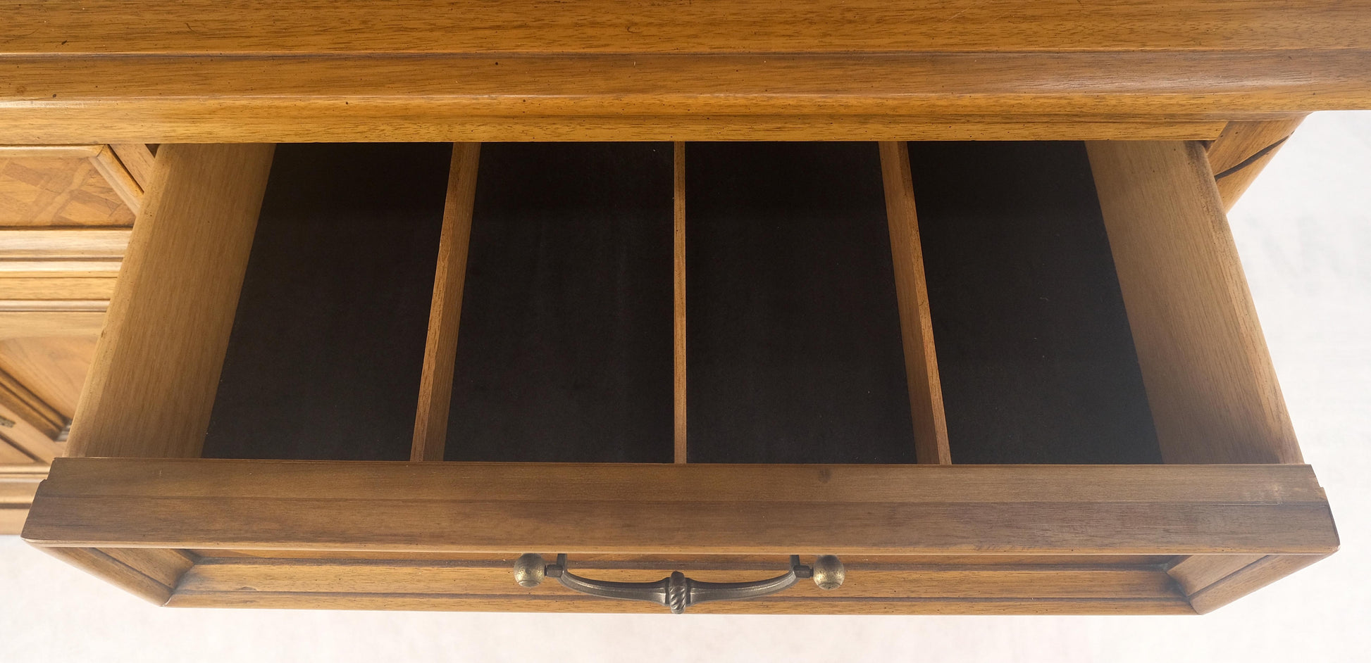 EstablishedLines Blond Wood Dome Shape Top Two Doors 54" Cupboard Breakfront Cabinet Shelf MINT