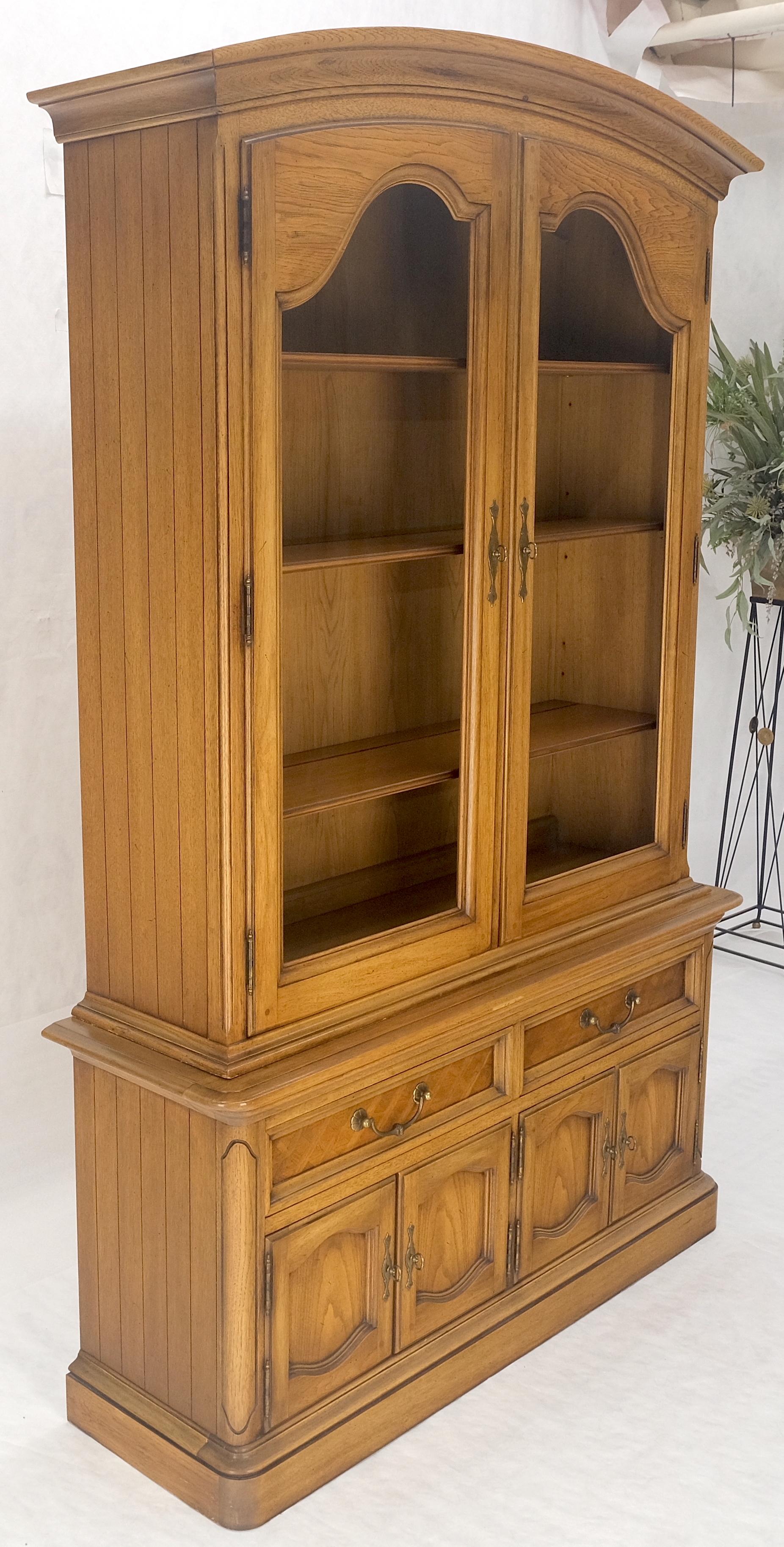 EstablishedLines Blond Wood Dome Shape Top Two Doors 54" Cupboard Breakfront Cabinet Shelf MINT
