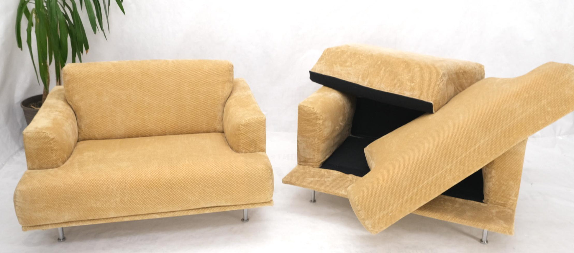 EstablishedLines Pair of Wide Seat Almost Sattee Width Lounge Chairs by Cassina