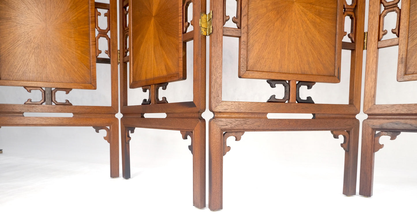 EstablishedLines Very Fine Mid Century Modern Teak 4 Panel Decorative Screen Room Divider MINT