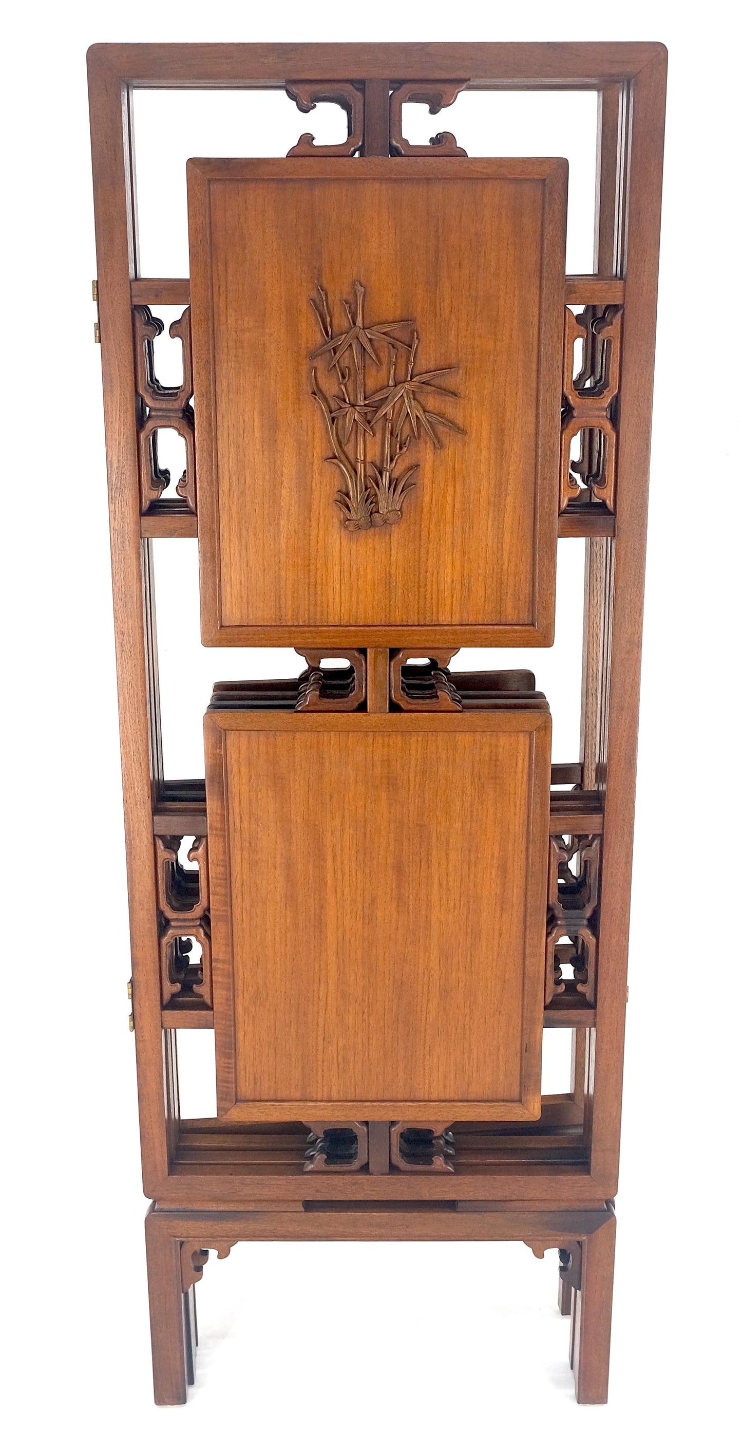 EstablishedLines Very Fine Mid Century Modern Teak 4 Panel Decorative Screen Room Divider MINT